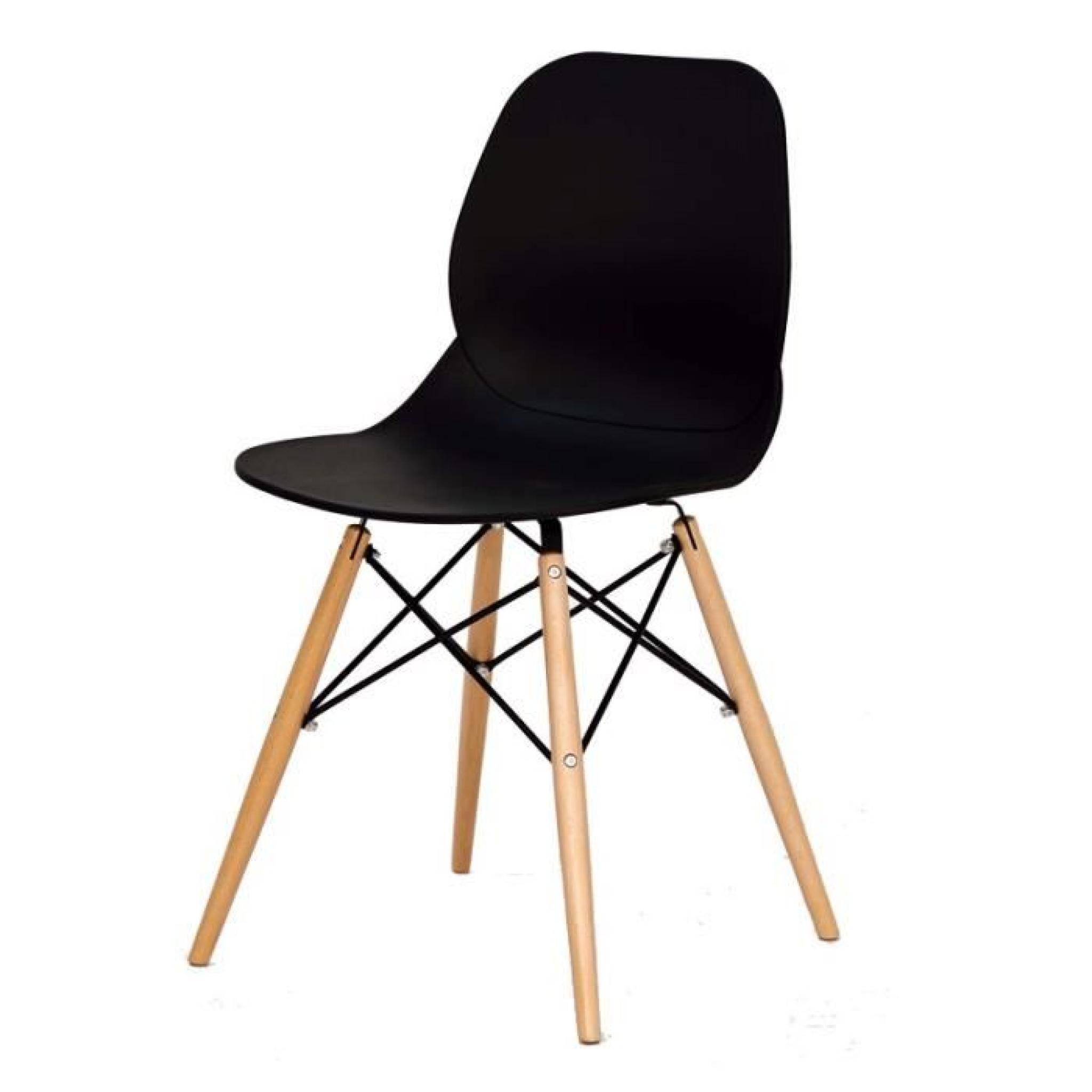 Quatuor de chaises Noires - BURI - L 51 x l 46 x H 81 cm pas cher