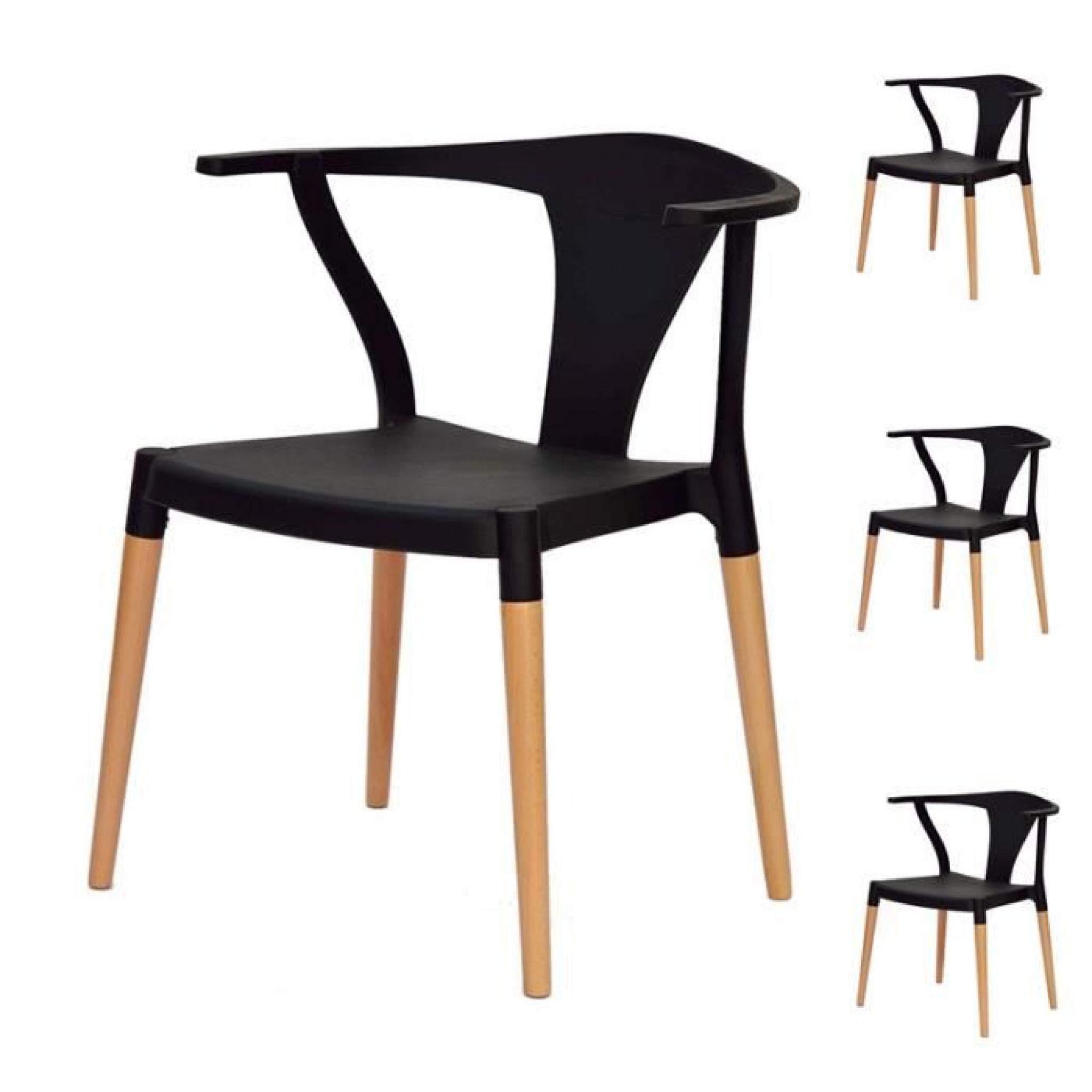 Quatuor de chaises Noires - TARB - L 56 x l 44 x H 75 cm