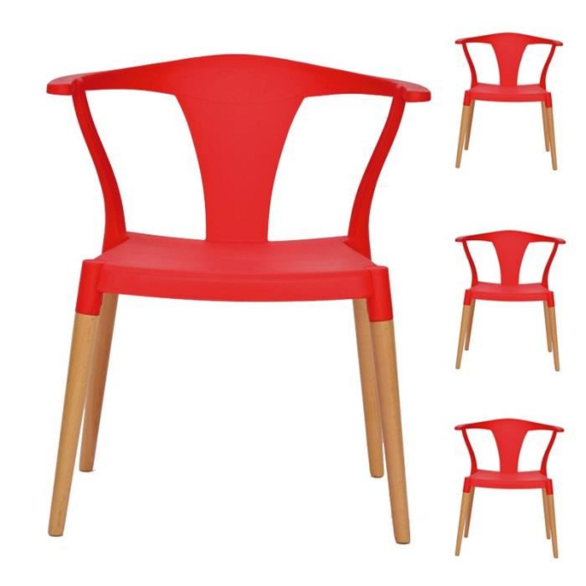 Quatuor de chaises Rouge - TARB - L 56 x l 44 x H 75 cm