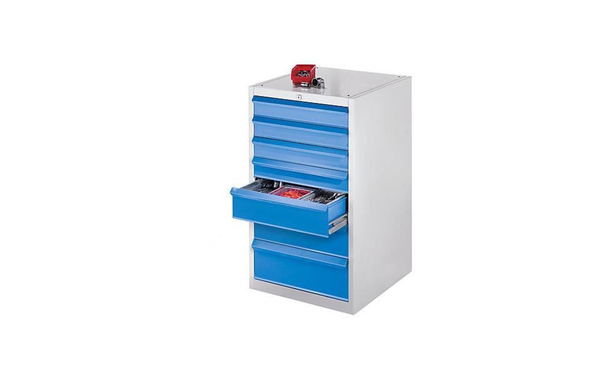 quipo armoire à outils, l x p 600 x 600 mm   hauteur 800 mm, 2 tiroirs, 1 porte   gris clair / bleu clair   armoire à outils armoire pas cher