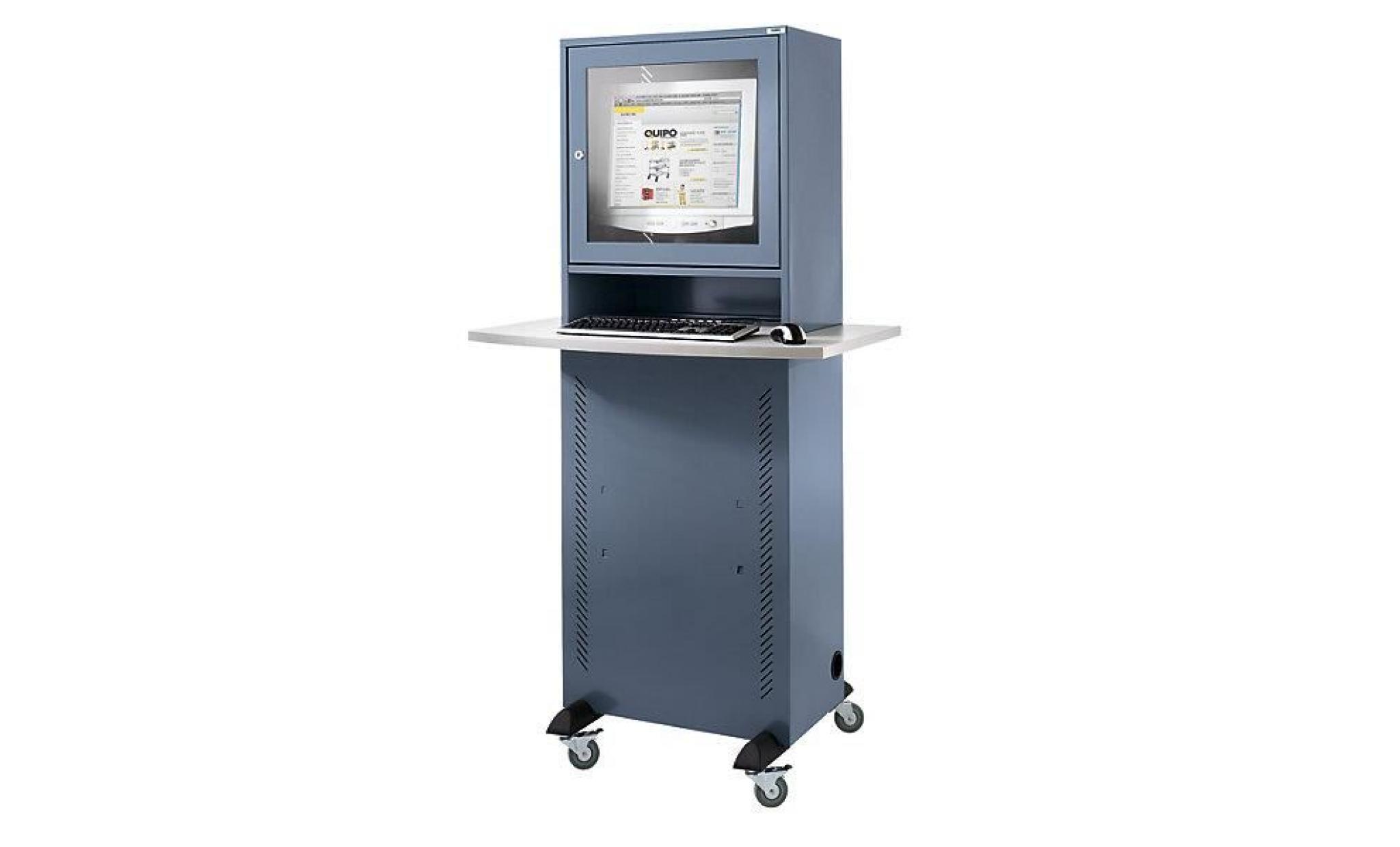 quipo armoire pour ordinateur   avec plateau en mélaminé gris bleu   armoire informatique armoire pour ordinateur armoires