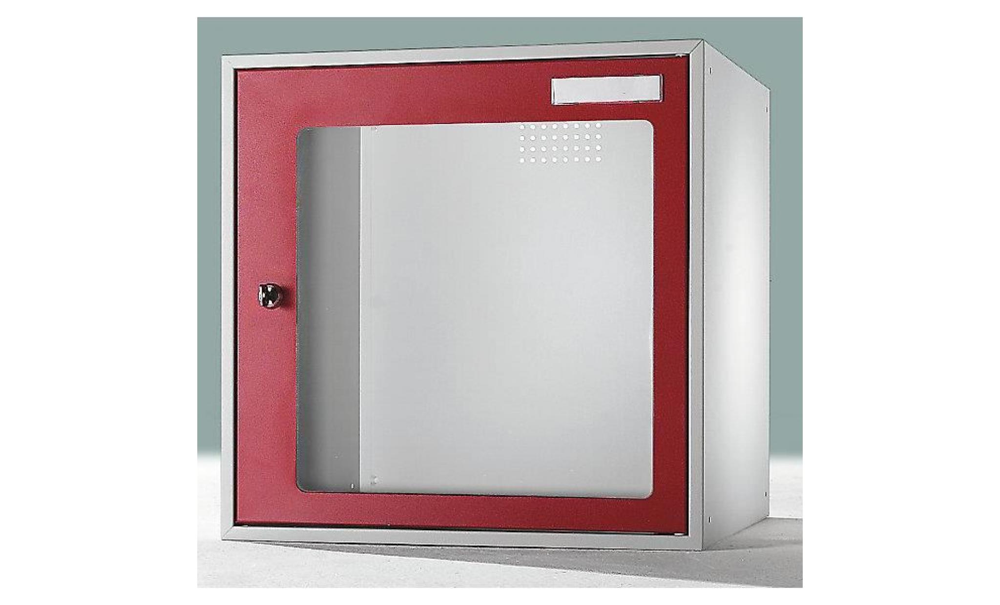 quipo casiers verrouillables vitrés   h x l x p 450 x 450 x 450 mm cadre de porte rouge feu ral 3000   armoire de vestiaire armoires pas cher