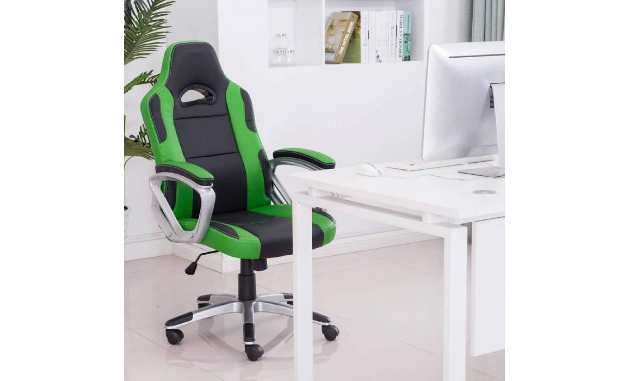 racing chaise de bureau pu   gaming chaise   fauteuil de bureau   hauteur réglable   vert   intimate wm heat pas cher
