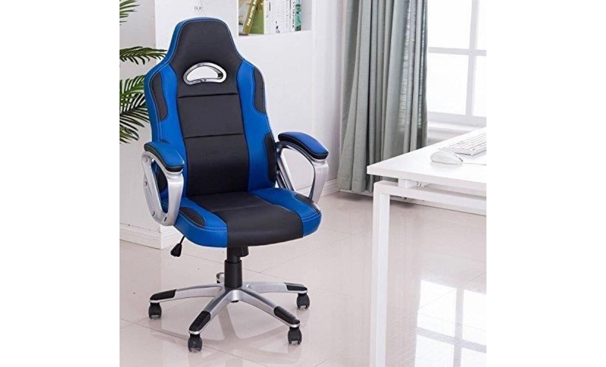 racing chaise de bureau pu   gaming chaise   fauteuil de bureau   hauteur réglable   bleu   intimate wm heat pas cher