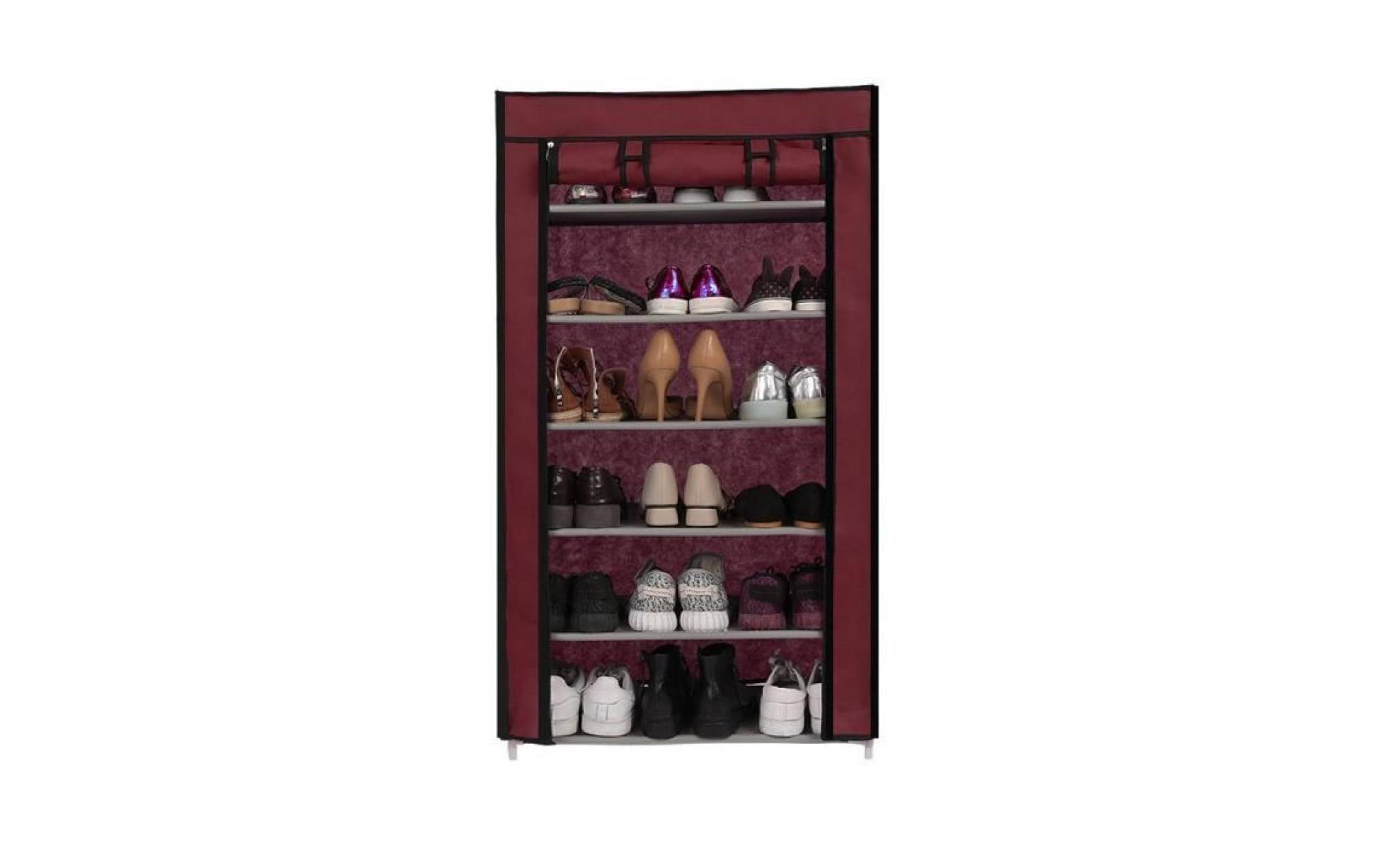 rack de stockage de chaussures 6 niveaux avec couvercle violet
