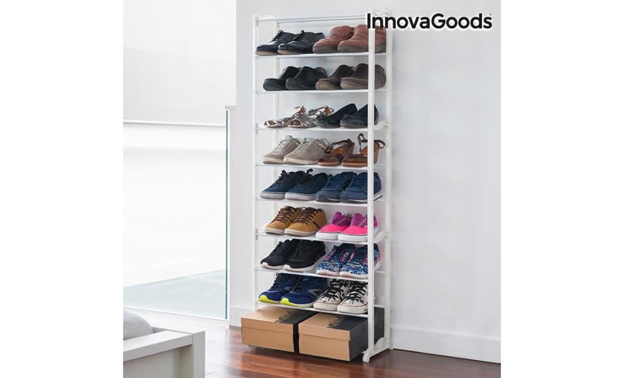 range chaussures meuble innovagoods home organize (30 paires)  rationnel et compact  design  en abs et en acier 10 étagères 