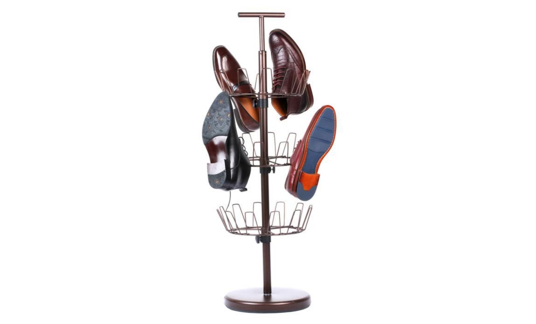 range chaussures rotatif meuble à chaussures pour organisateur à 3 niveaux, 18 paires, bronze