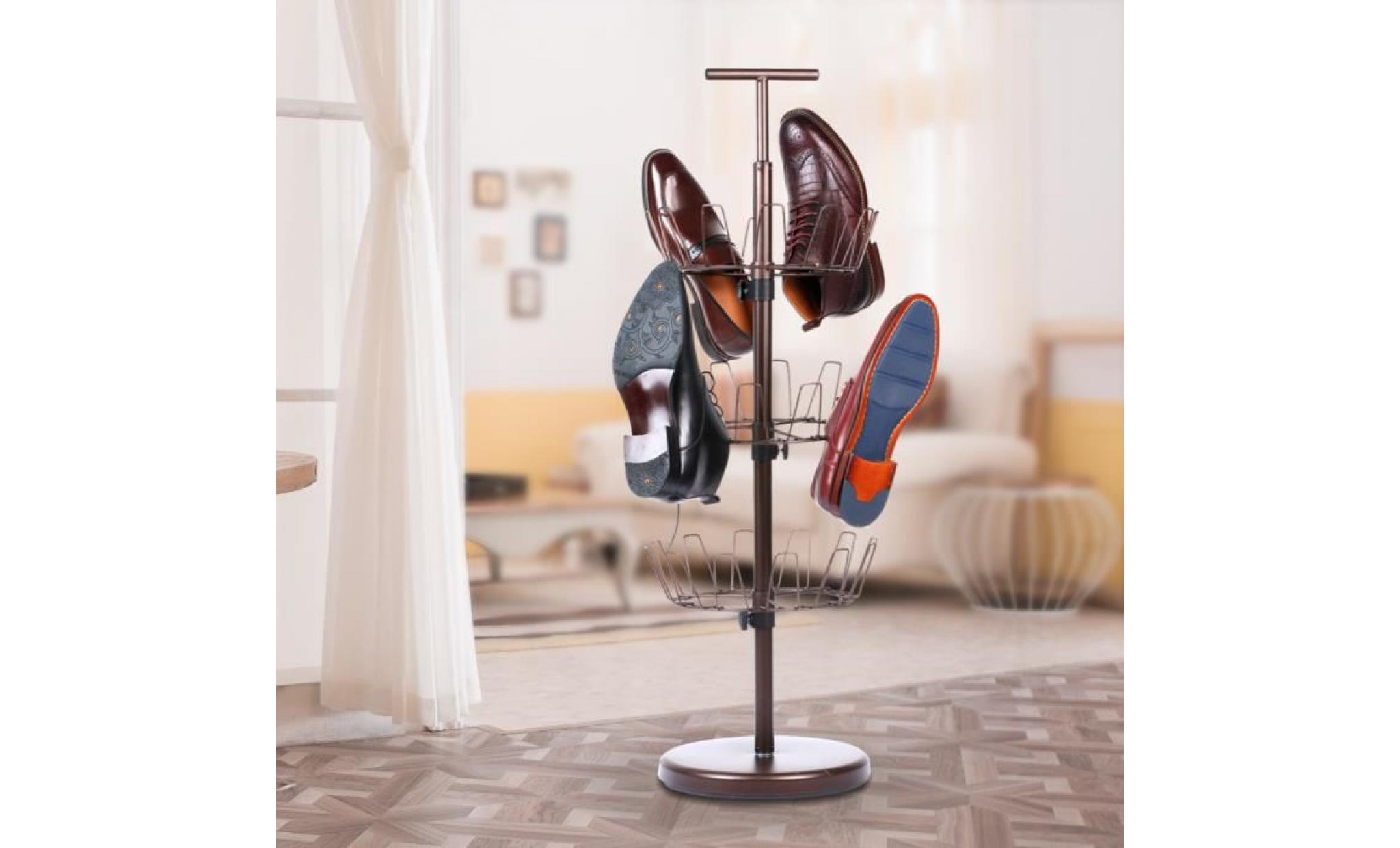 range chaussures rotatif meuble à chaussures pour organisateur à 3 niveaux, 18 paires, bronze pas cher