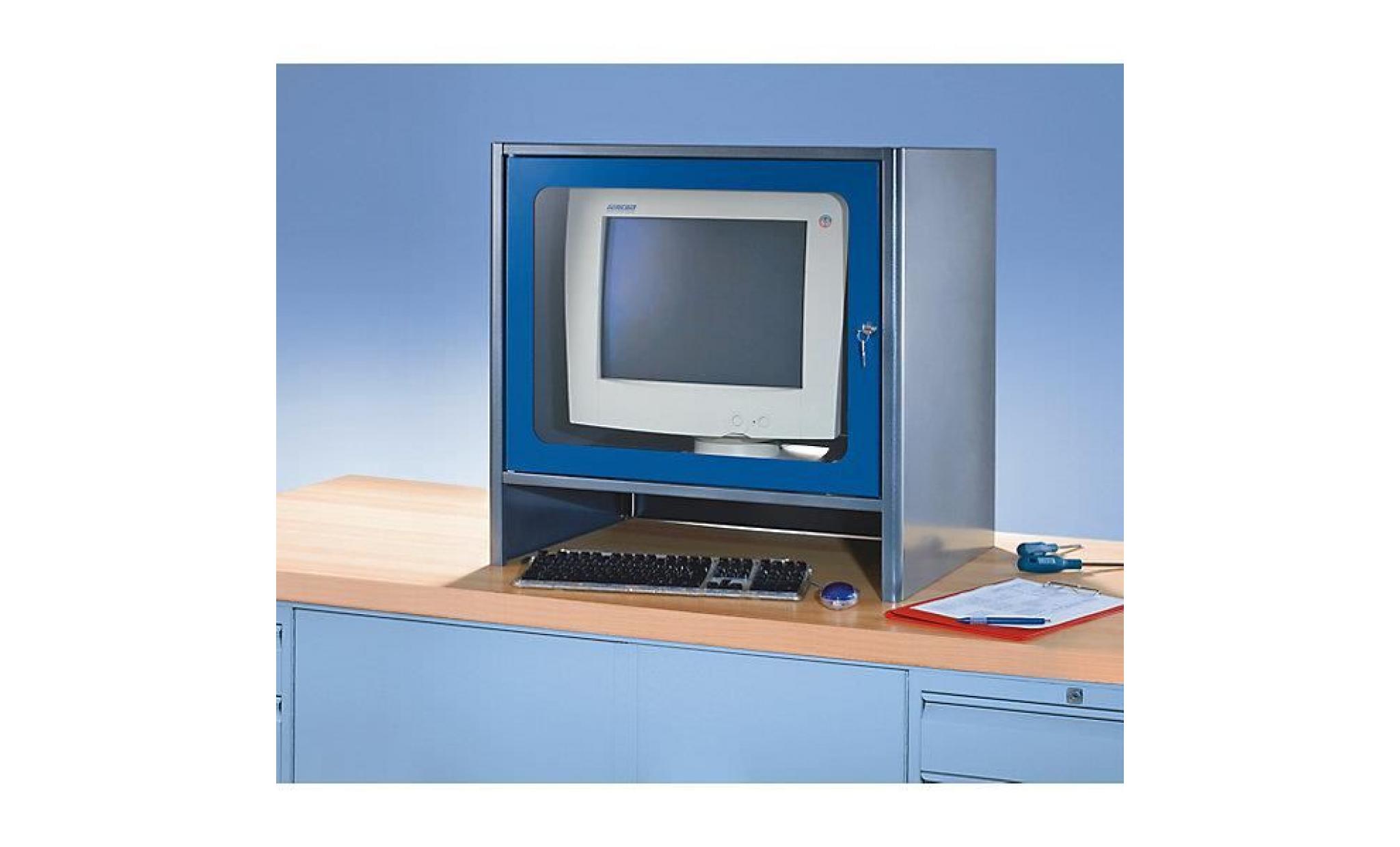 rau compartiment pour écran à ventilateur intégré   h x l x p 710 x 710 x 300 mm gris clair / bleu gentiane   armoire informatique