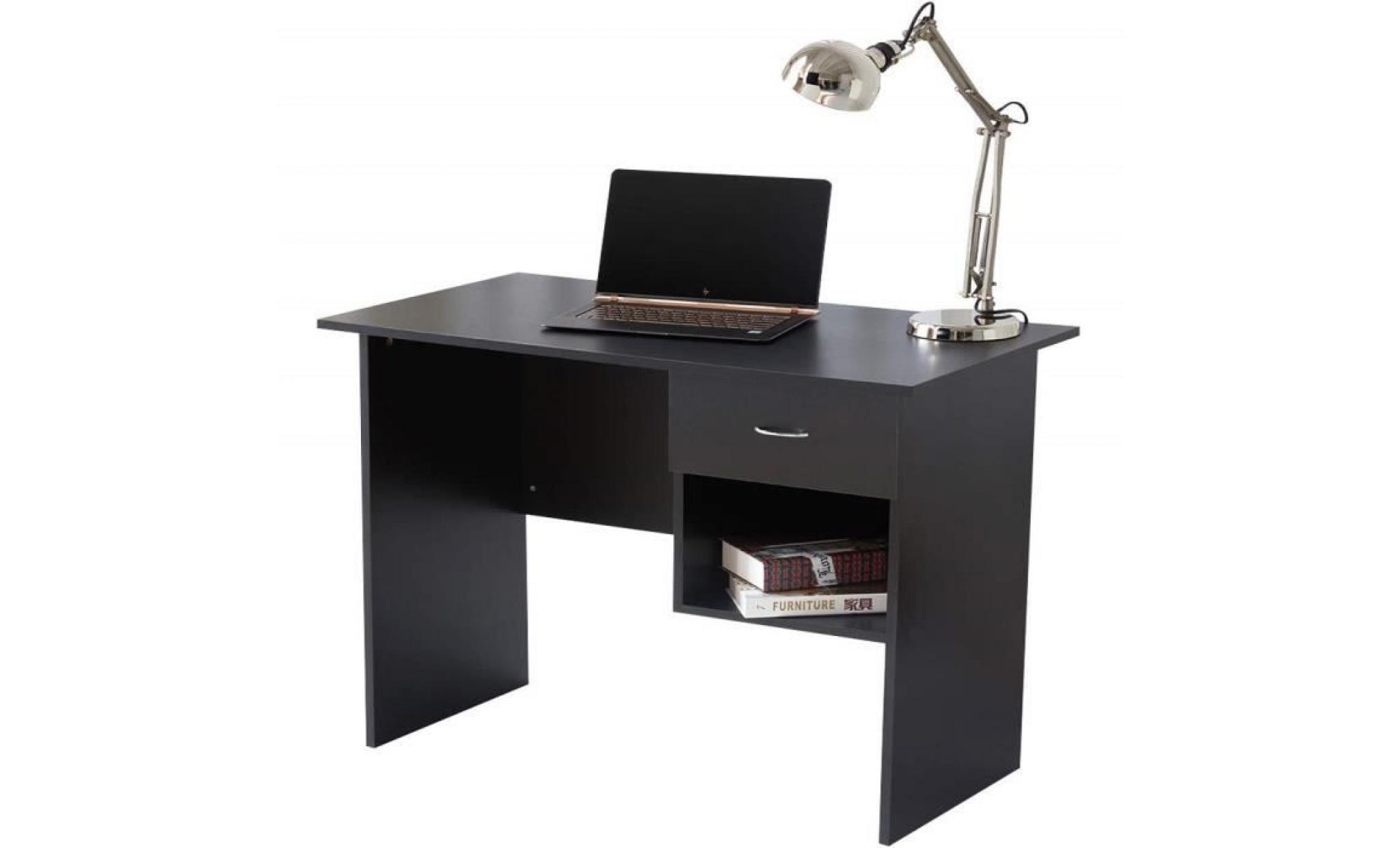 raygar bureau d'ordinateur avec 1 tiroir et 1 espace de stockage pour la maison, le bureau ou le poste de travail   noir