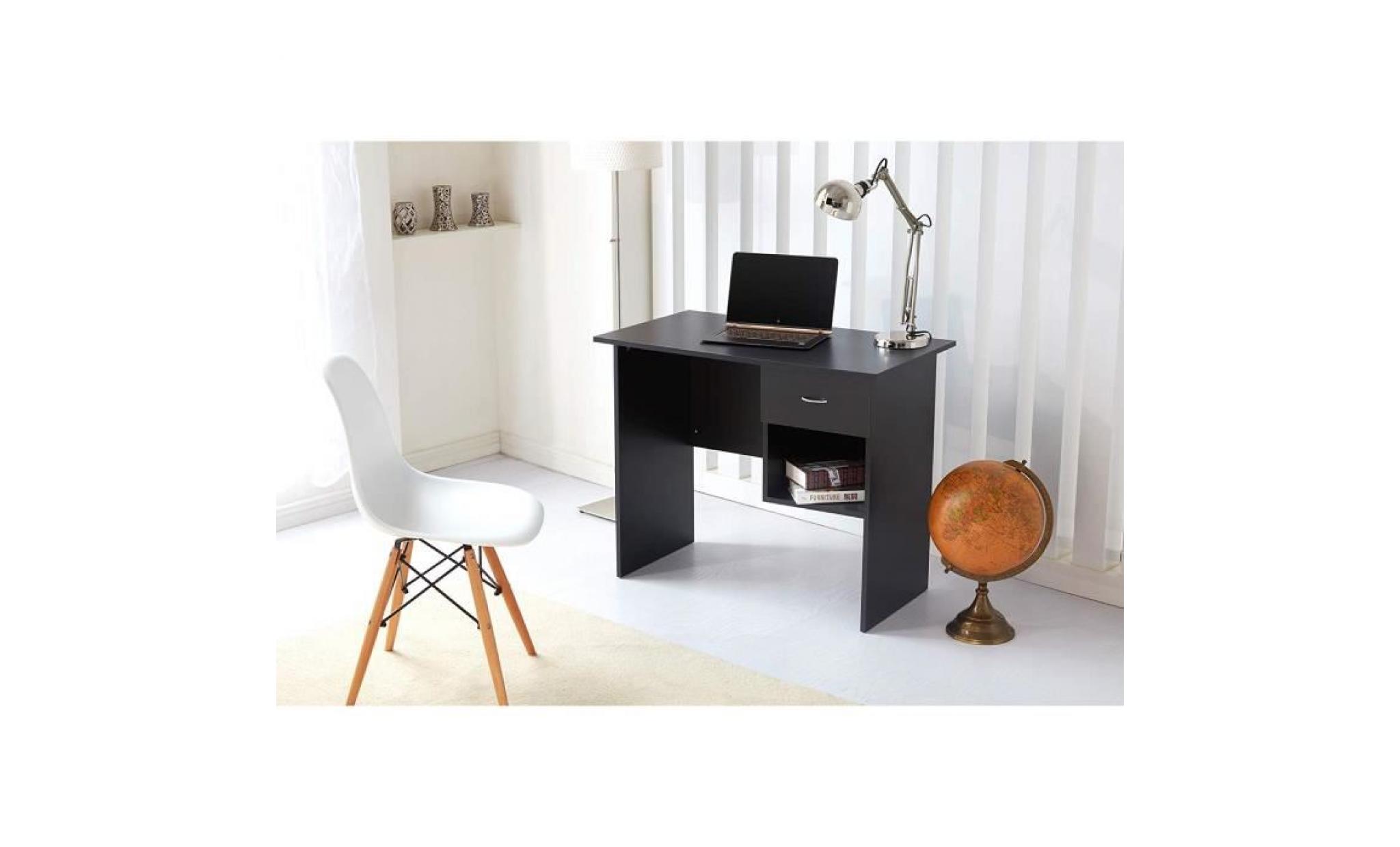 raygar bureau d'ordinateur avec 1 tiroir et 1 espace de stockage pour la maison, le bureau ou le poste de travail   noir pas cher