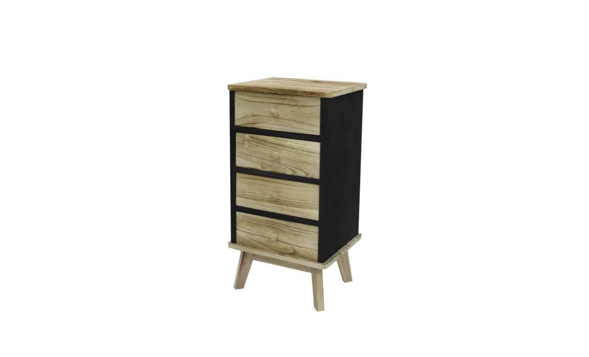 rebecca mobili commode meuble de rangement 4 tiroirs bois marron clair noir pas cher