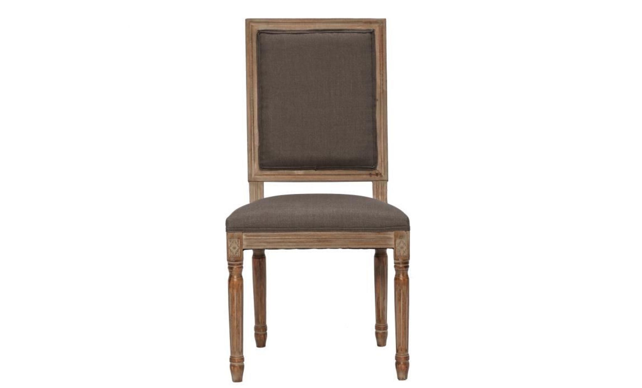 regency chaise de salle à manger en bois massif   tissu lin chocolat   classique   l 47 x p 40 cm pas cher