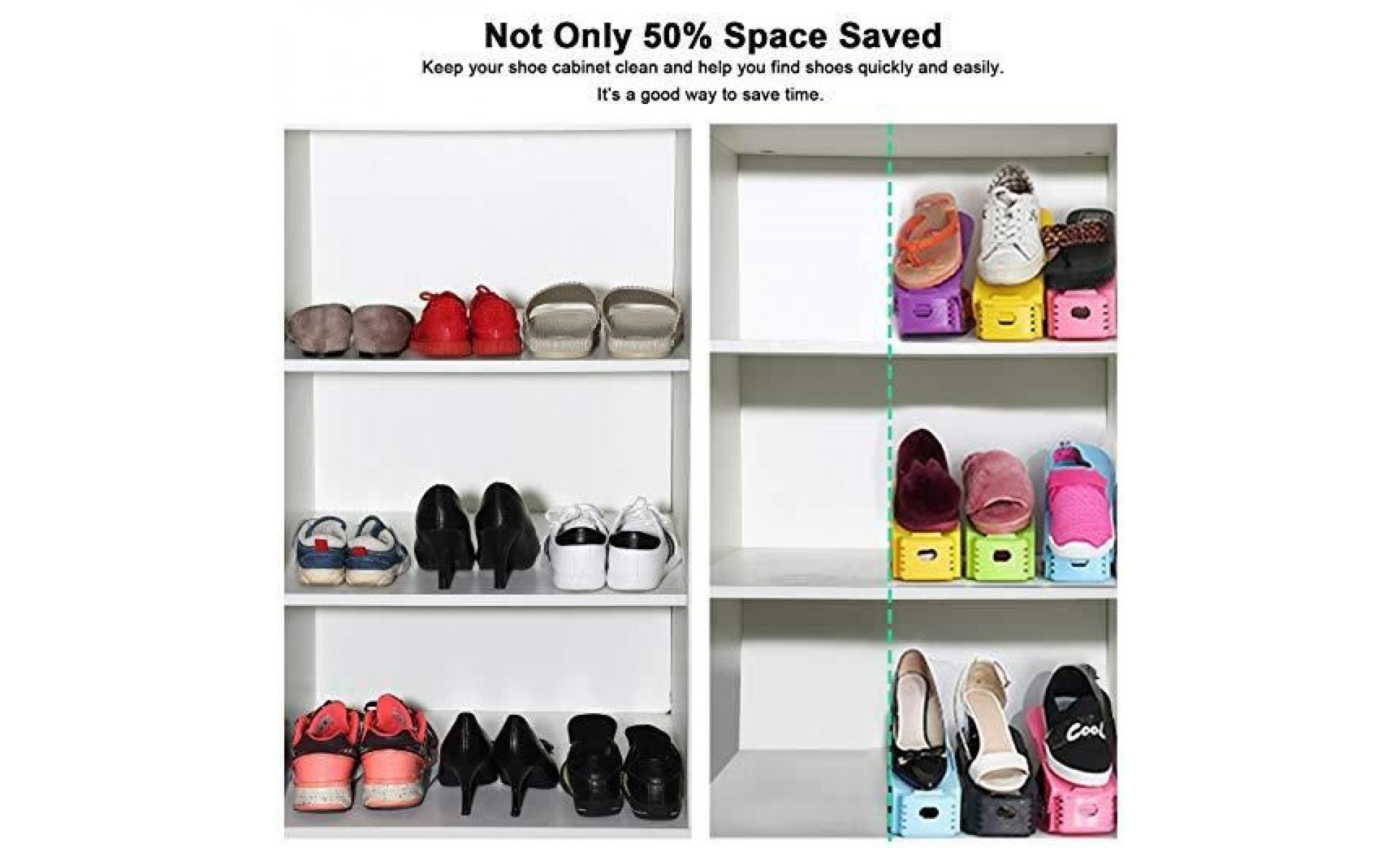 reglable à chaussures rangement organiseur chaussures support empiler les chaussures pour économie d'espace de meuble pas cher