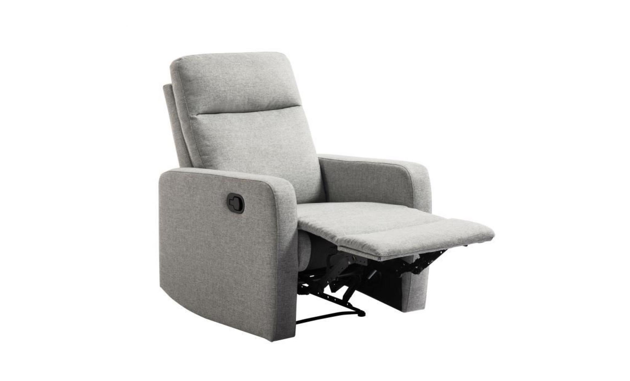 relax fauteuil de relaxation manuel   tissu gris   classique   l 76 x p 88 cm