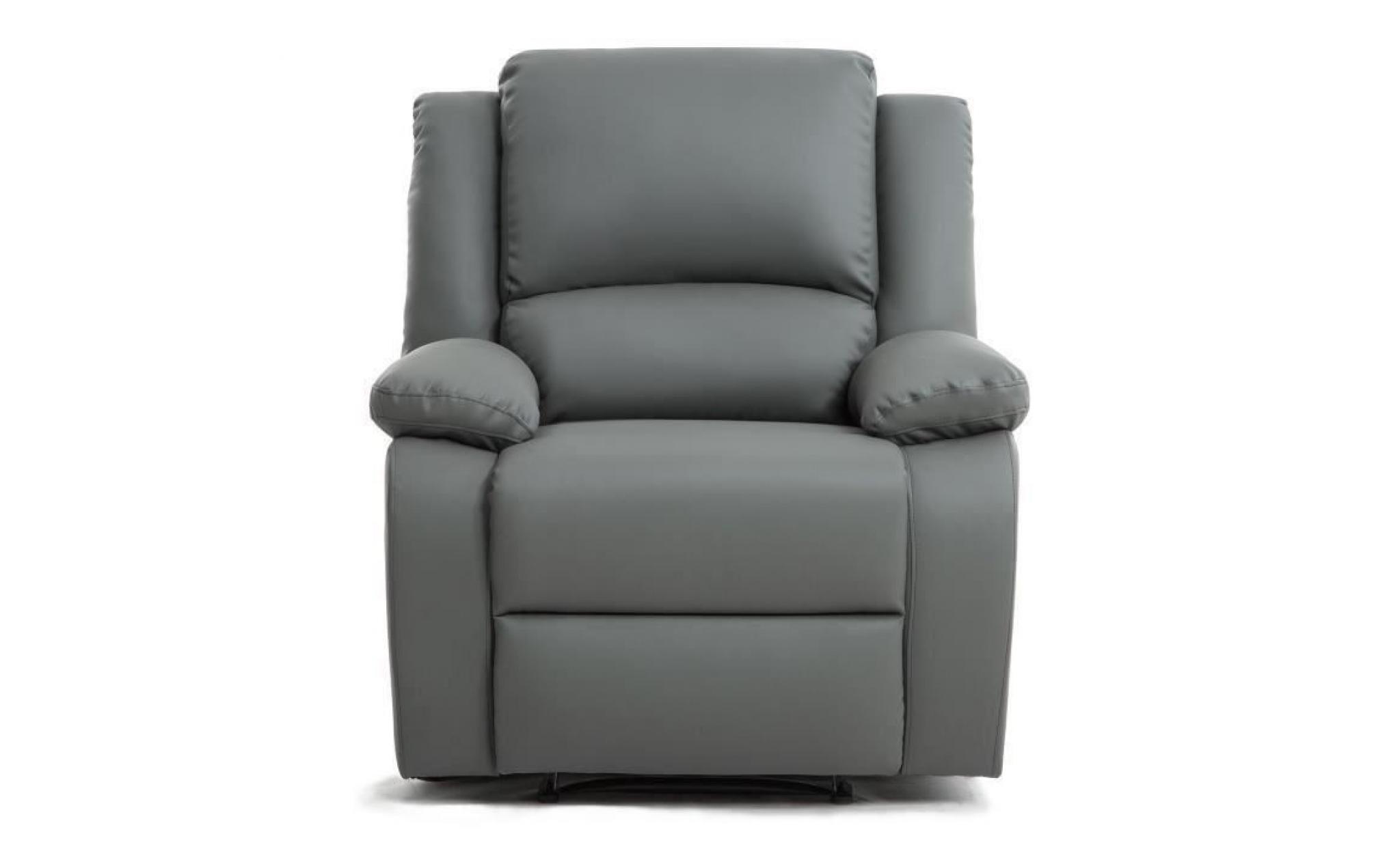 relax fauteuil relaxation   simili gris   style contemporain   l 86 x p 90 cm pas cher
