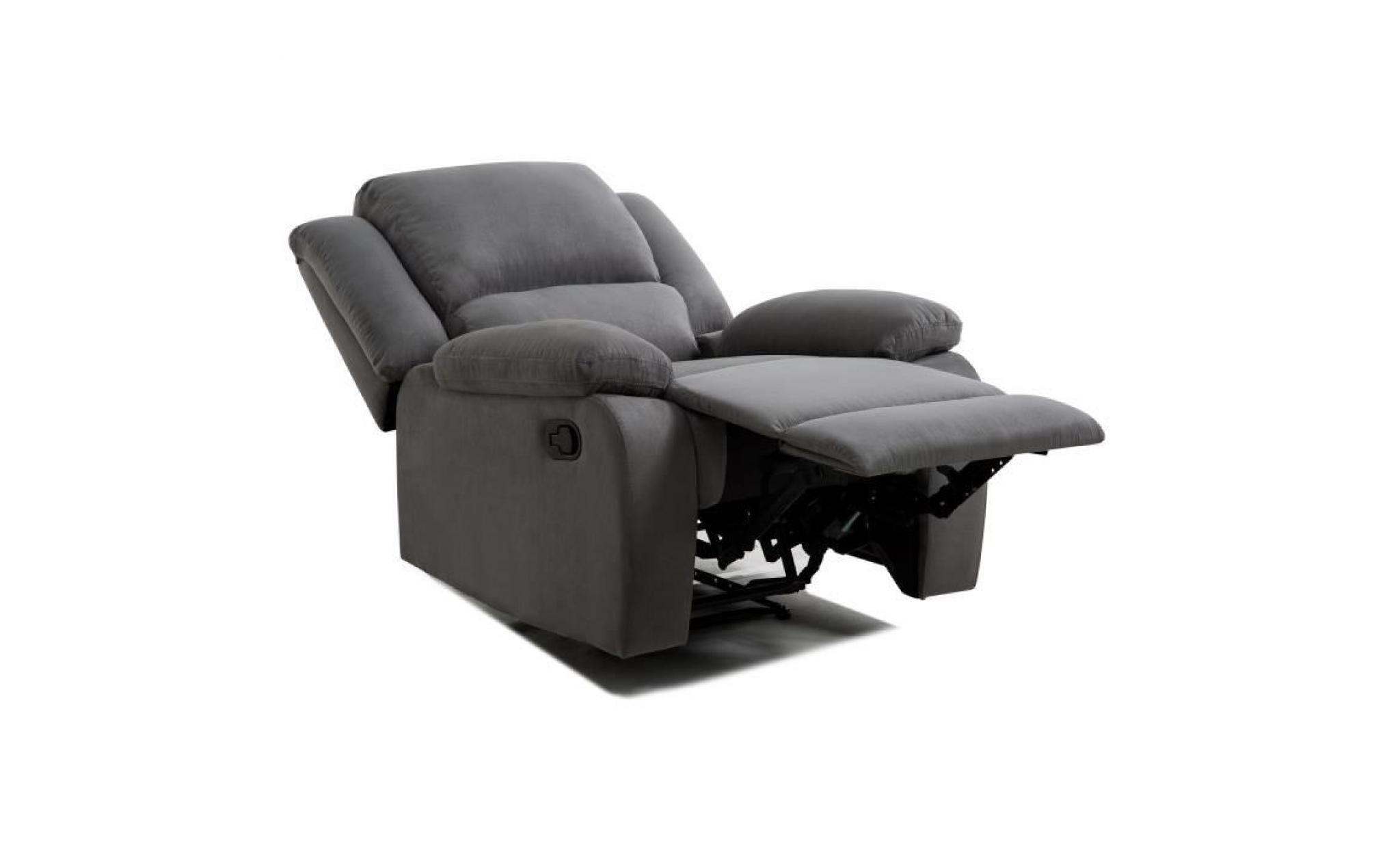 relax fauteuil relaxation   tissu gris   style contemporain   l 86 x p 90 cm pas cher