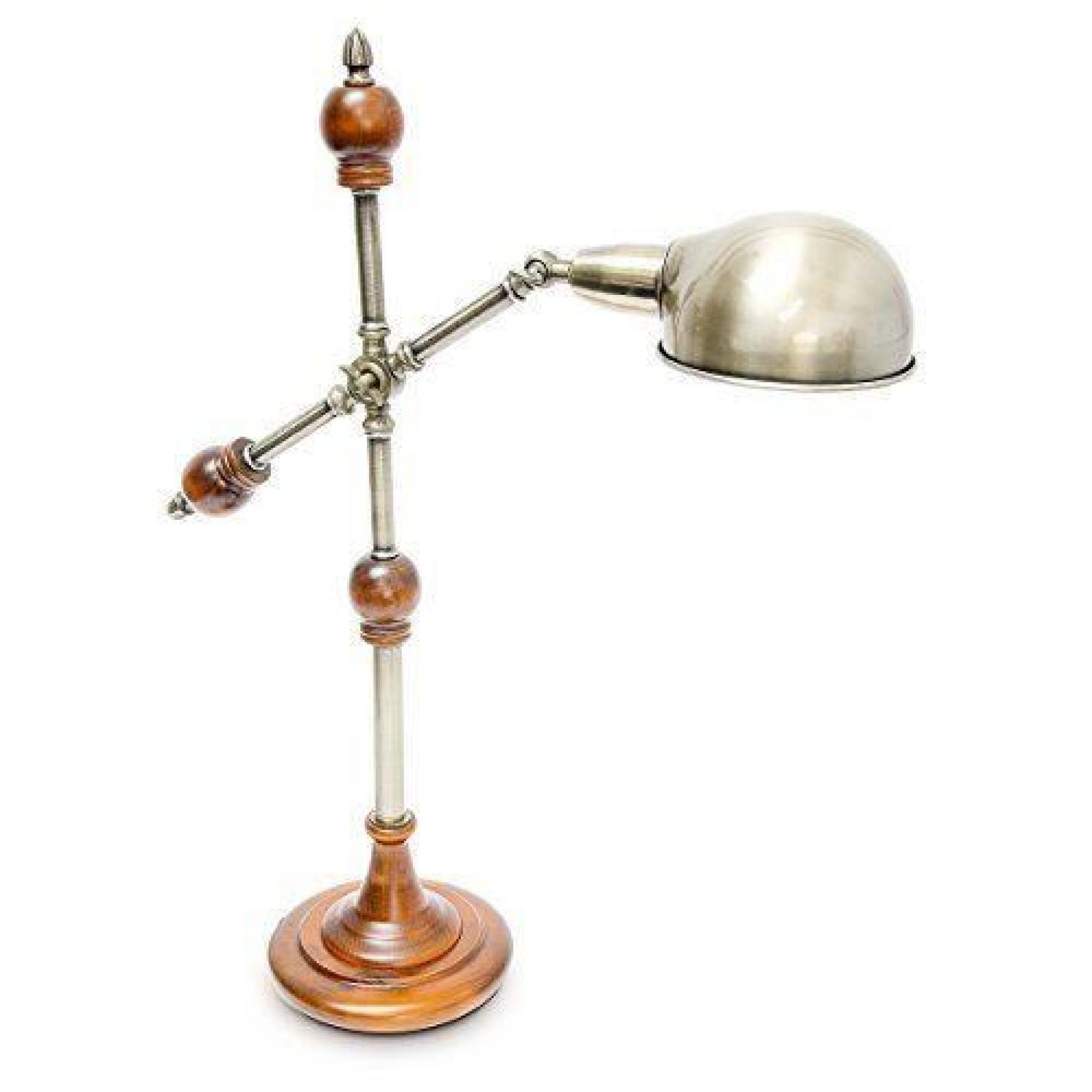 Relaxdays 10018502 Lampe de Table Antique Réglable Bois Design Industriel Optique Laiton 40 W E27