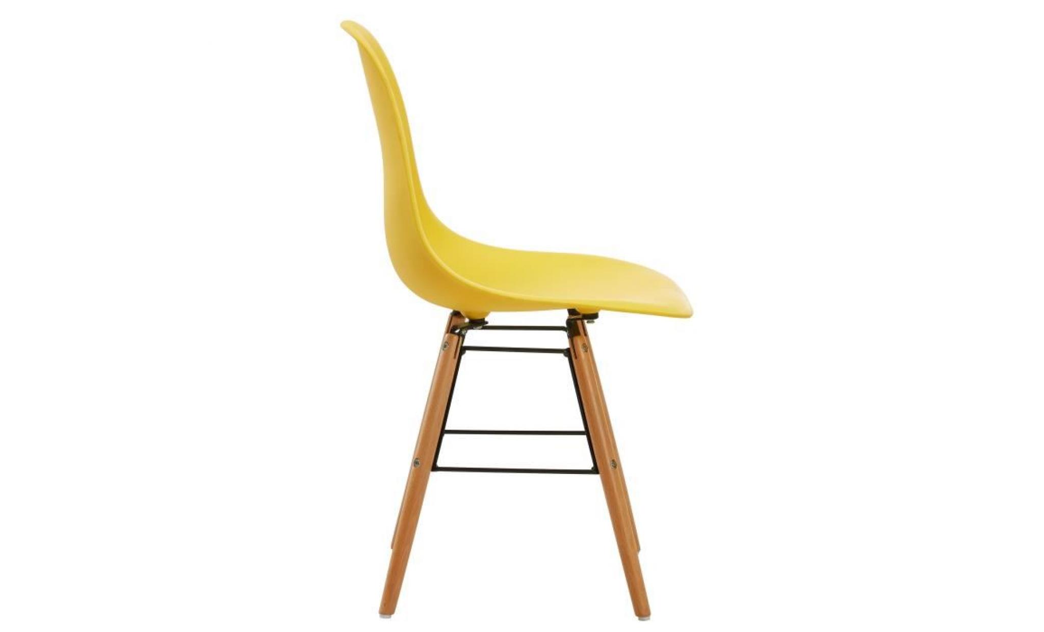 rena chaise salle à manger   jaune + pieds bois hêtre massif   scandinave  l 52 x p 46,5 cm pas cher