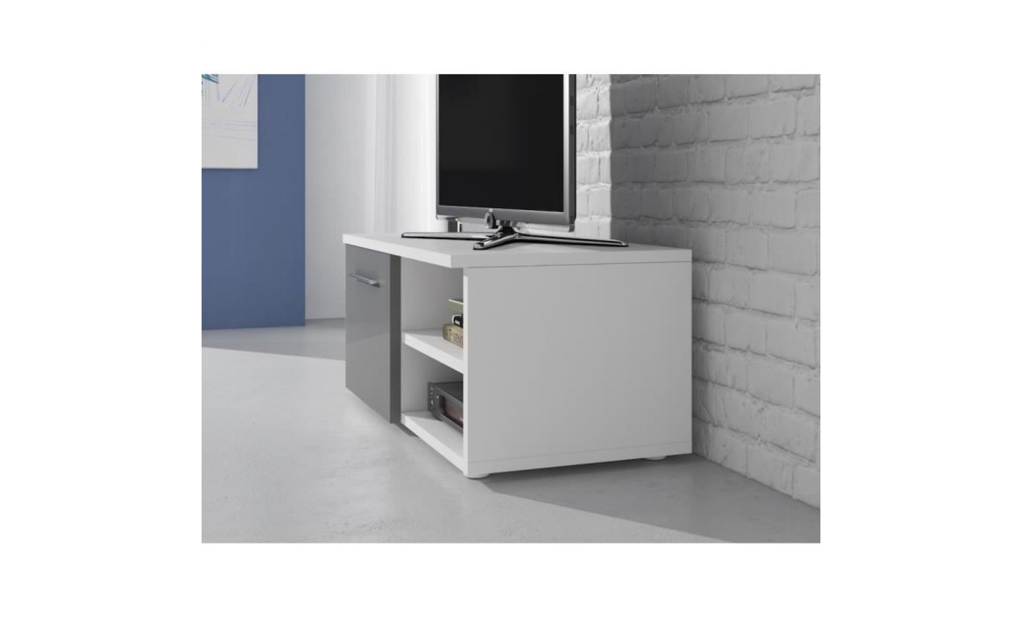 reno meuble tv contemporain décor blanc et gris    120 cm pas cher