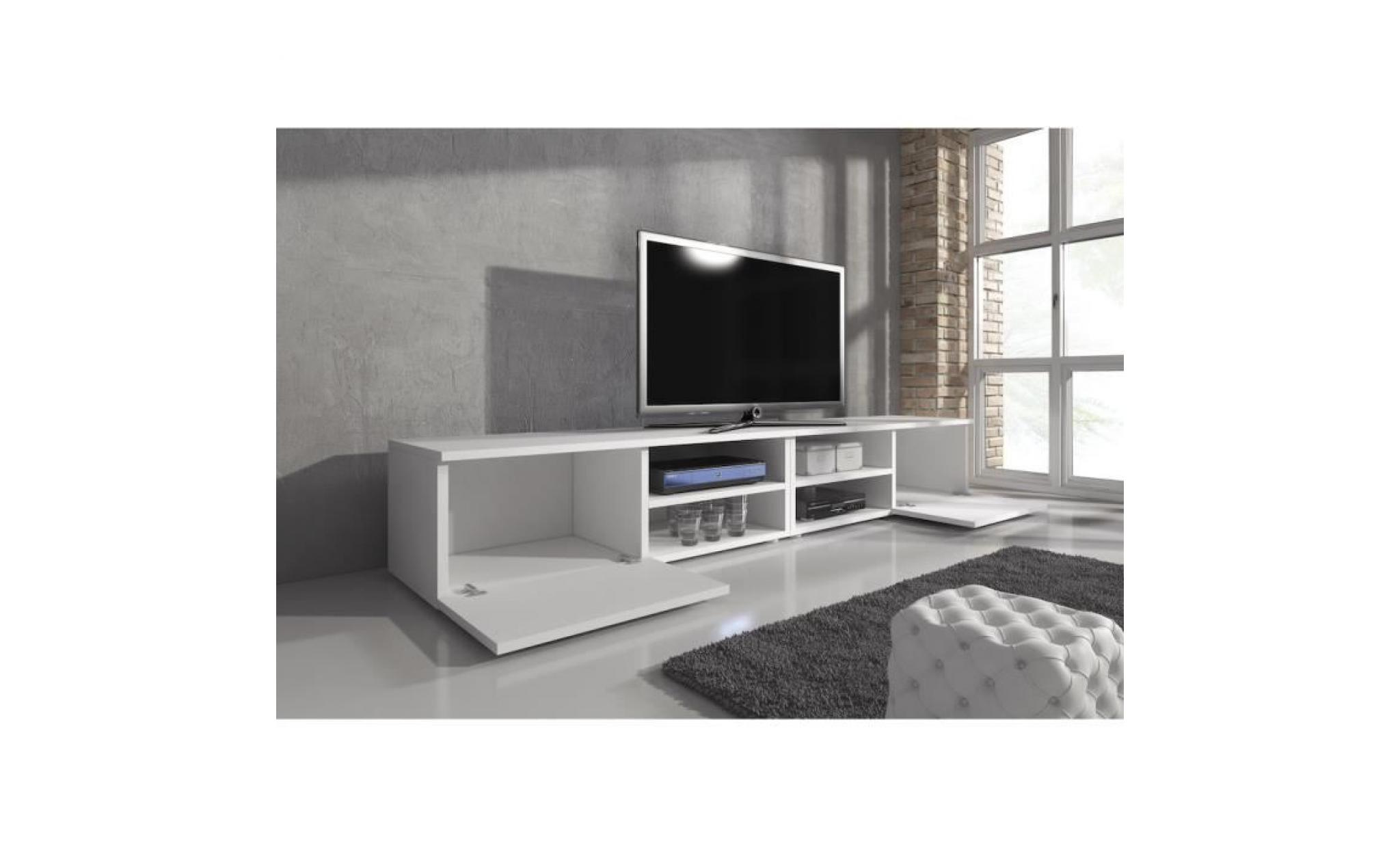reno meuble tv contemporain décor blanc mat   240 cm pas cher