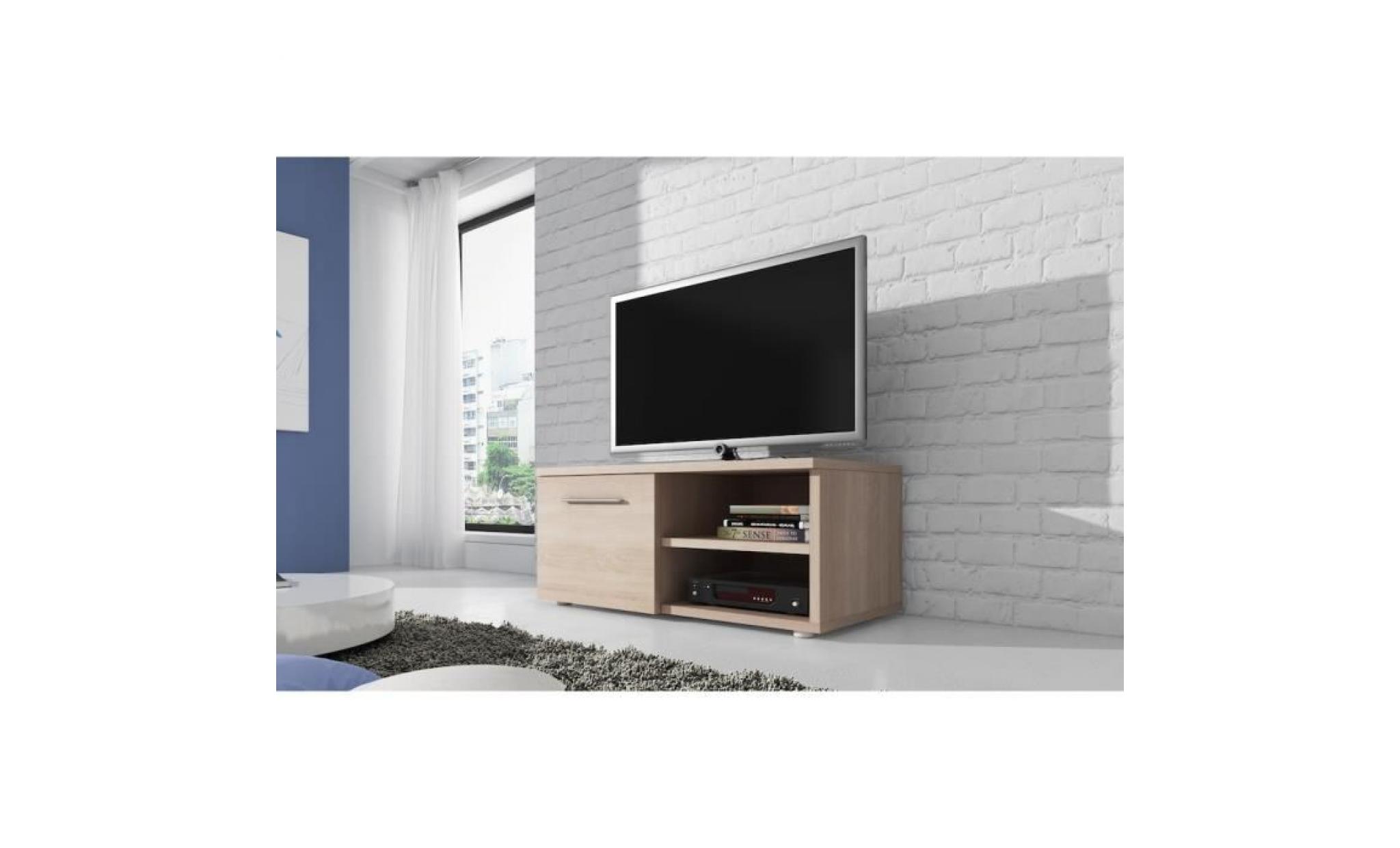 reno meuble tv contemporain décor chêne    90 cm