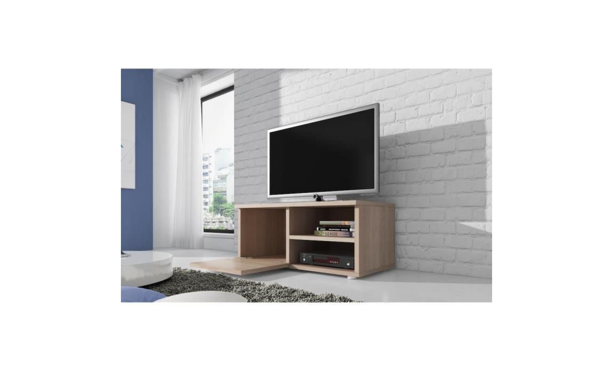 reno meuble tv contemporain décor chêne    90 cm pas cher