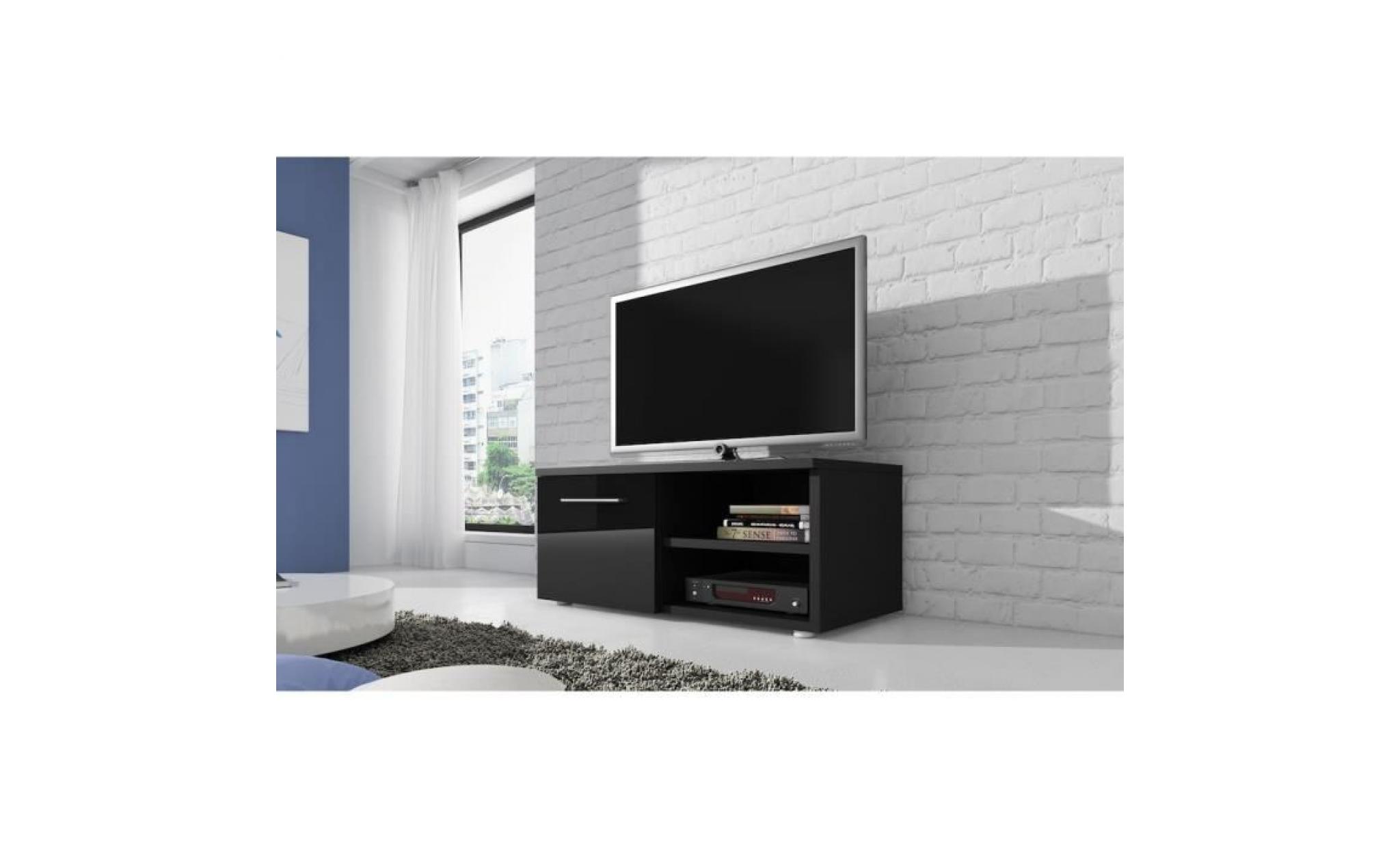 reno meuble tv contemporain décor noir    90 cm
