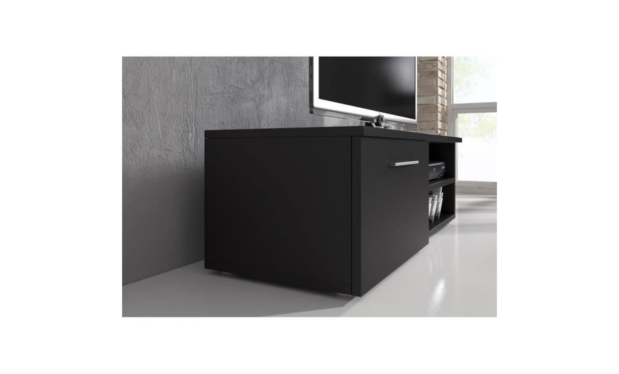reno meuble tv contemporain décor noir mat   120 cm pas cher