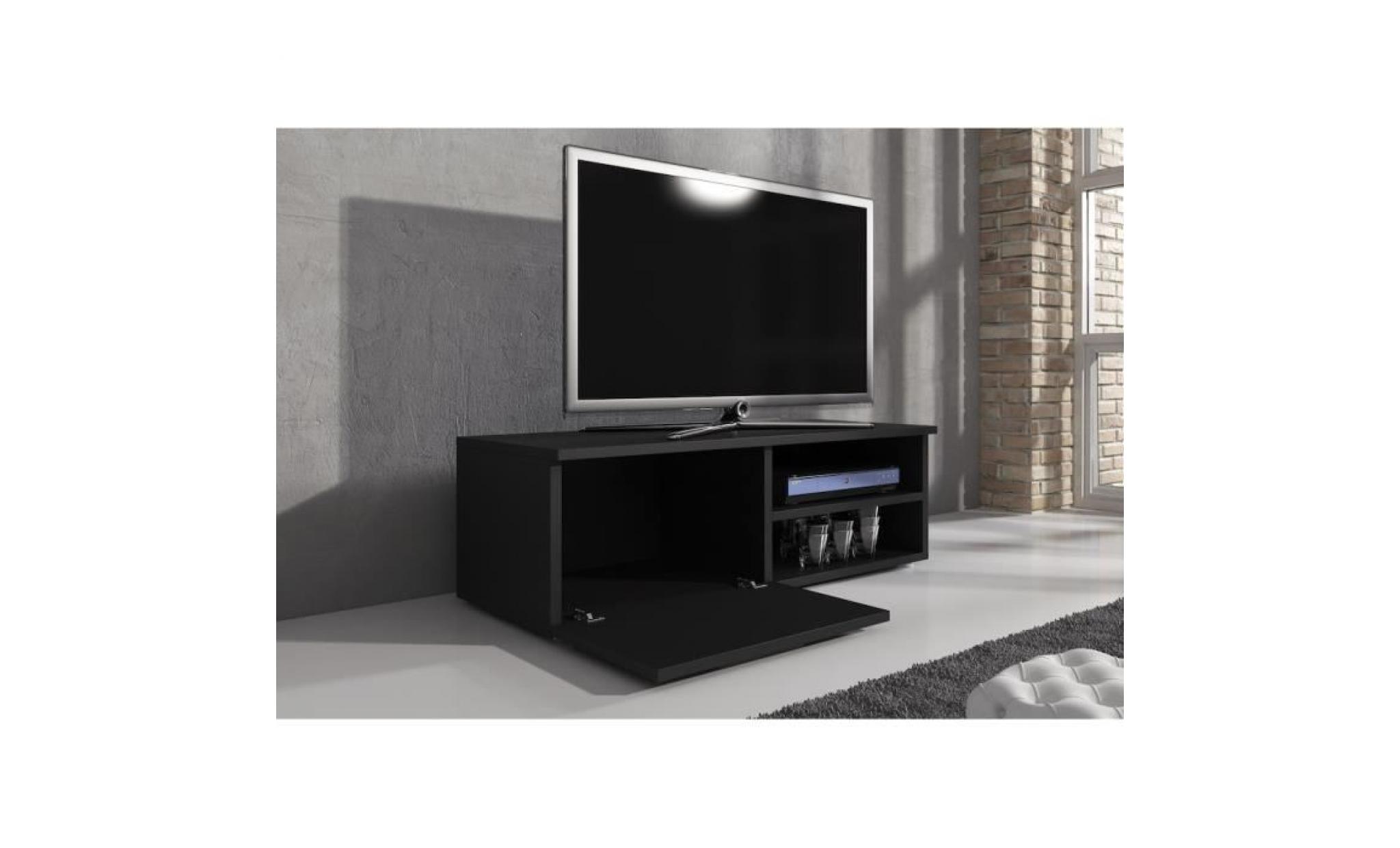 reno meuble tv contemporain décor noir mat   120 cm pas cher