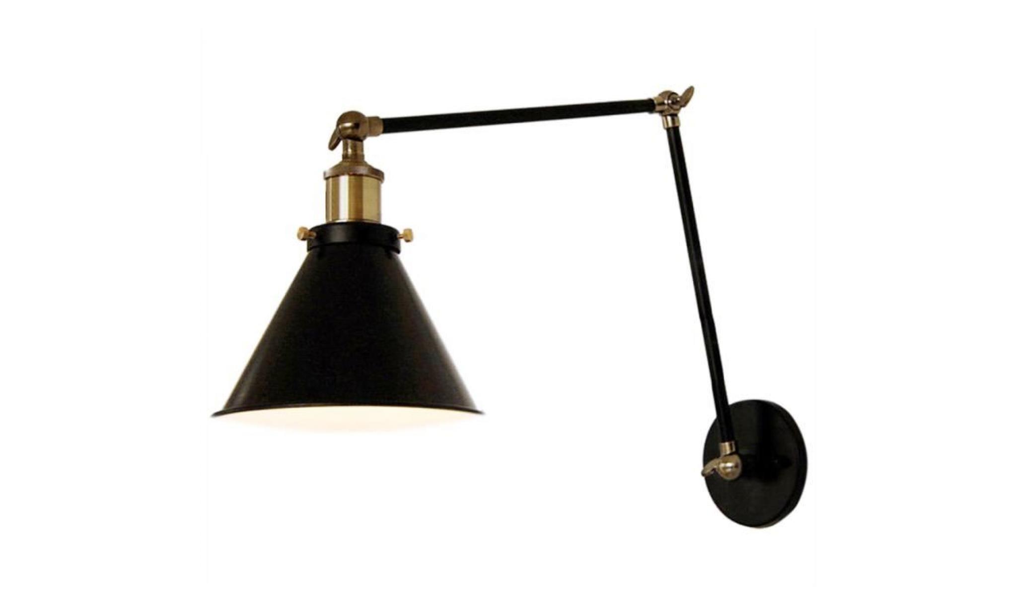 retro industriel edison simplicite applique lampe murale antique avec abat jour de couvercle en metal (noir) pas cher