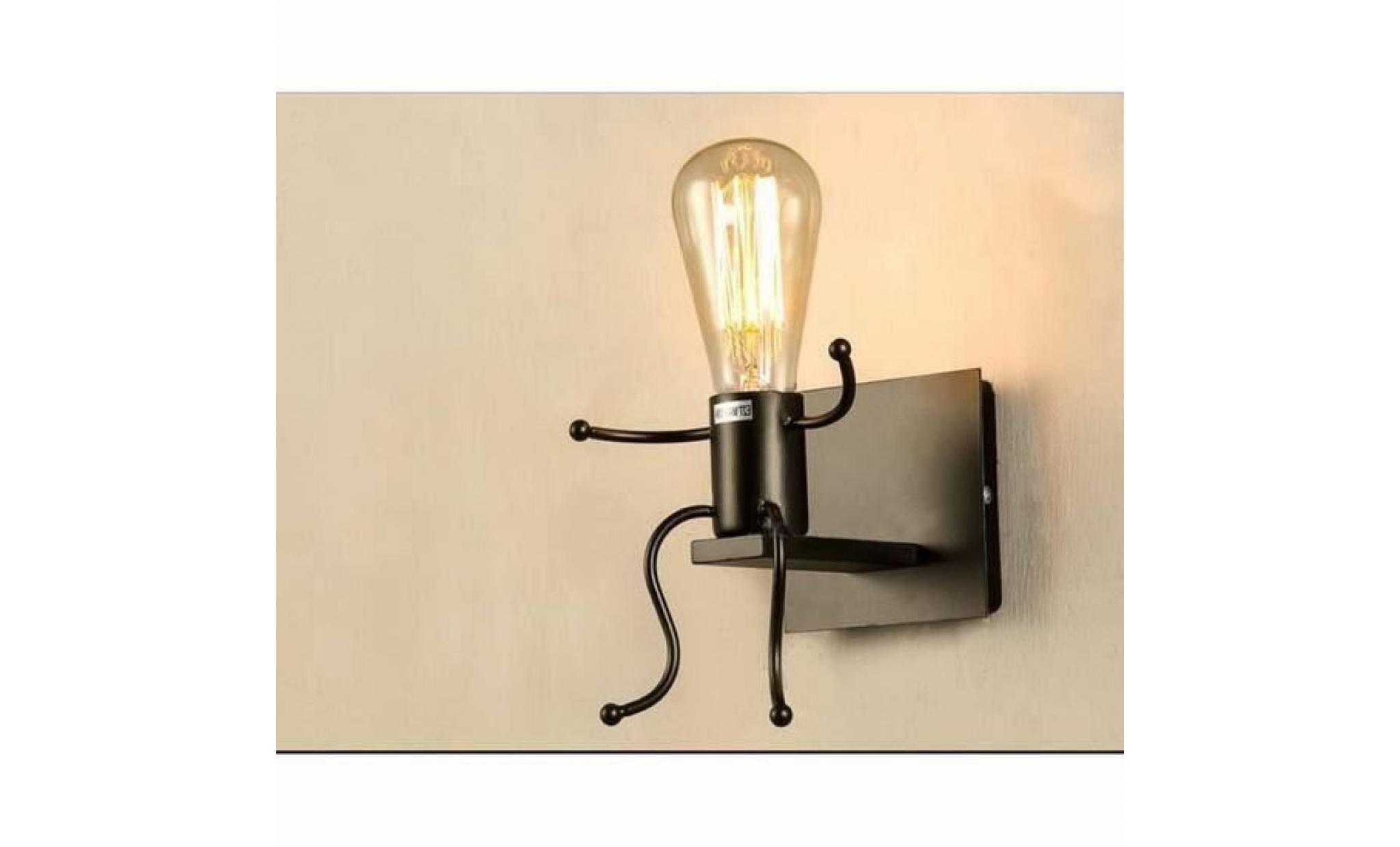 retro industriel mignon lumière applique homme forme e27 prise rustique métal lampe de montage mural luminaire pour plafonnier
