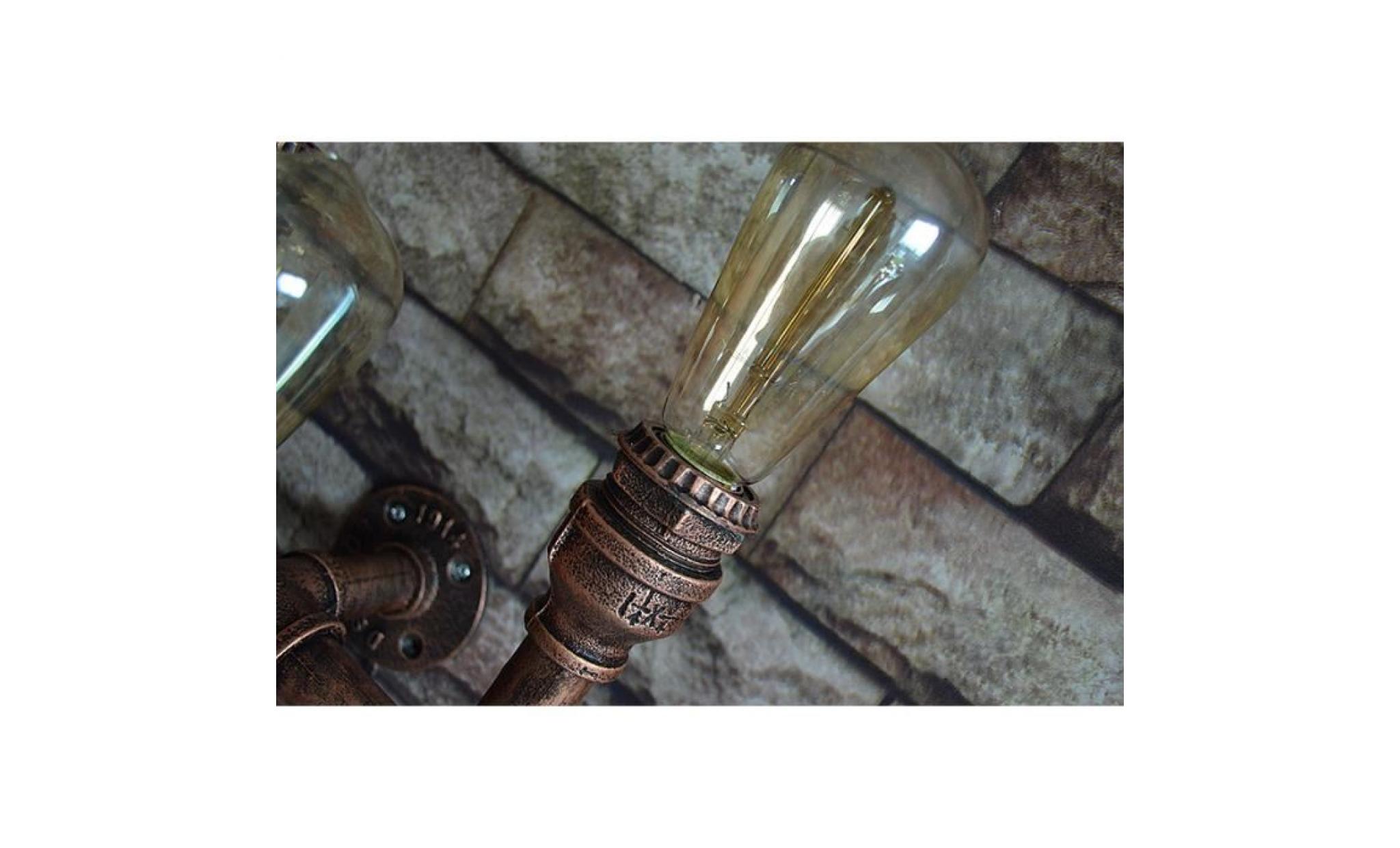 rétro industrielle lampe de tuyau d'eau en métal antique 3 lumières applique murale pour bar cuisine salon pas cher