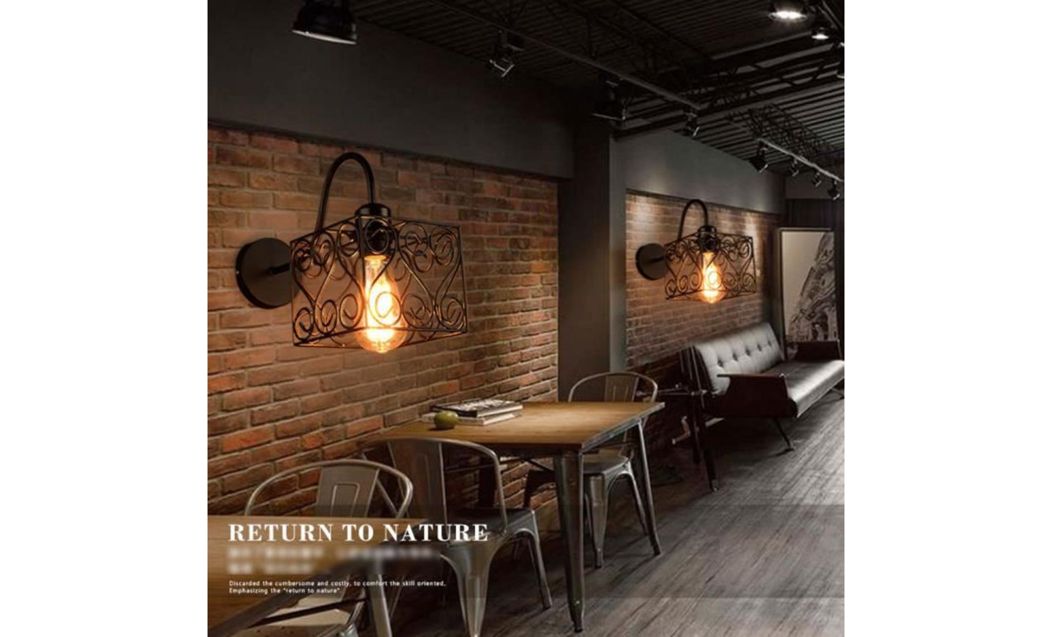 rétro vintage applique loft lampe murale réglable mur de feu edison cage de fer e27 industriel décor couloir bar café hôtel style e