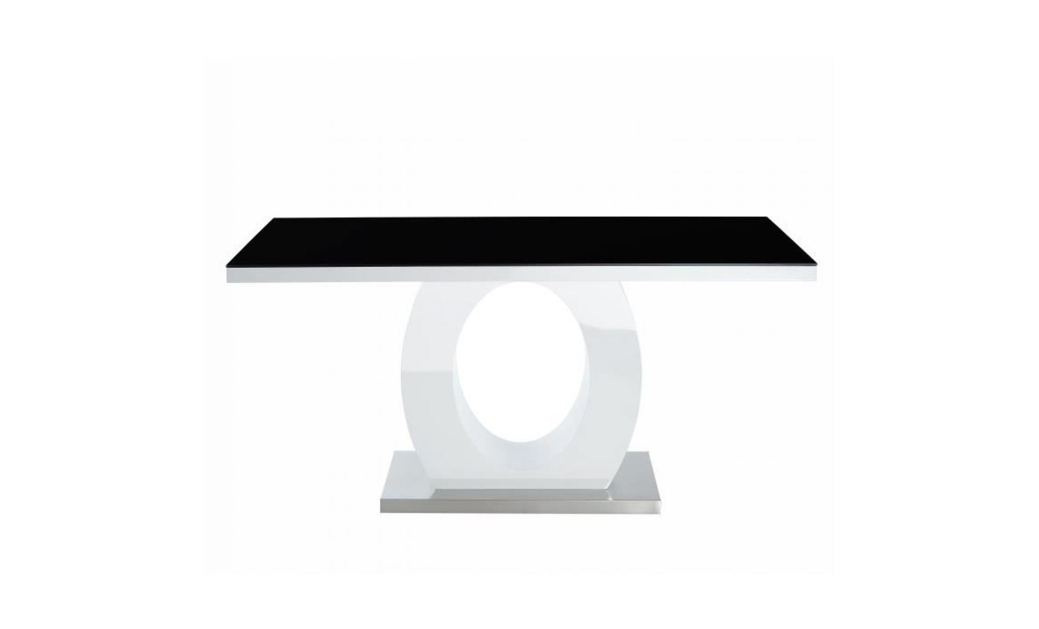 ring table à manger de 6 à 8 personnes style contemporain laquée blanc brillant et noir   l 160 x l 90 cm pas cher