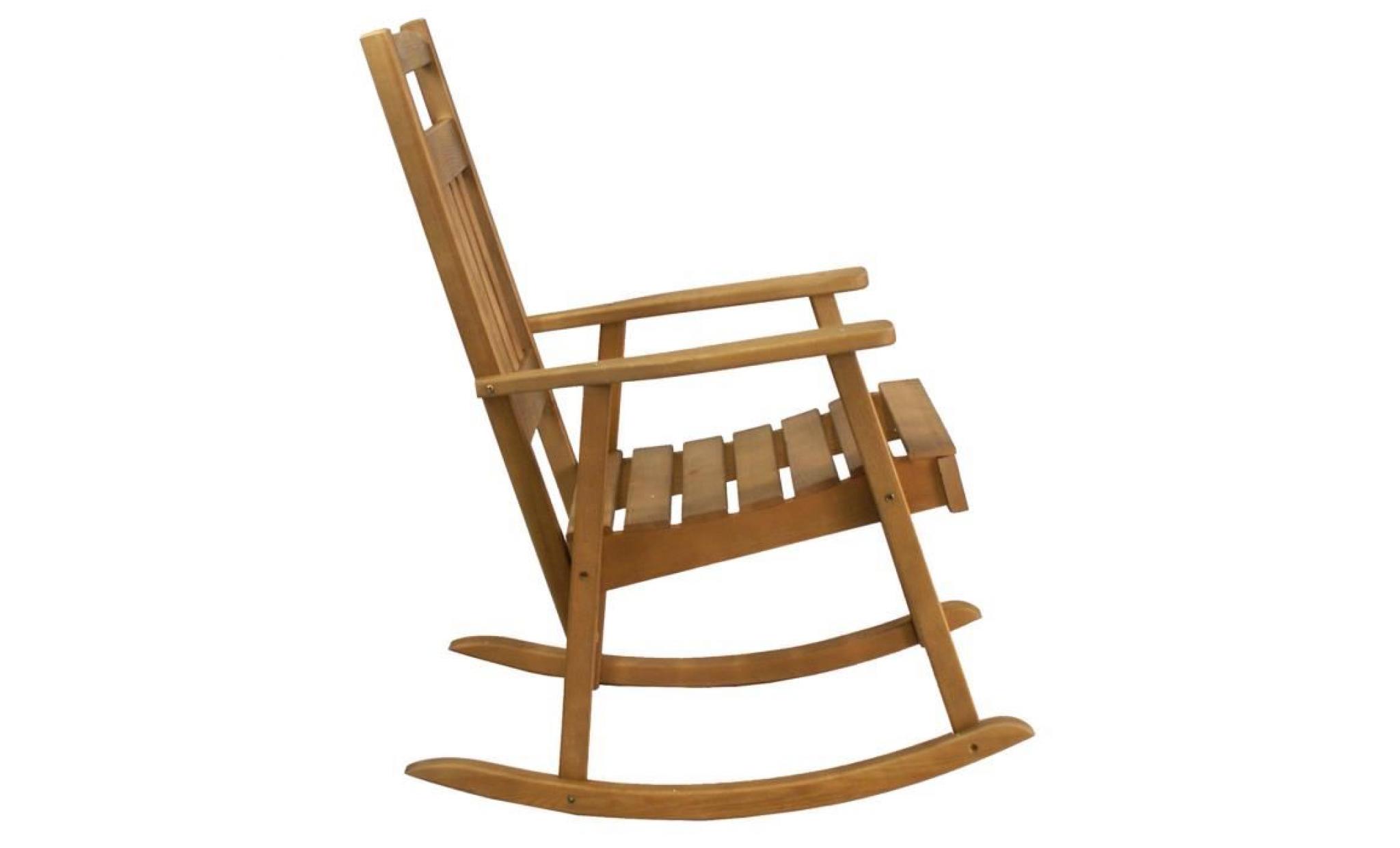 rocking chair bois key west couleur bois fumé   h 108 x l 68,5 x p 86cm  pegane pas cher