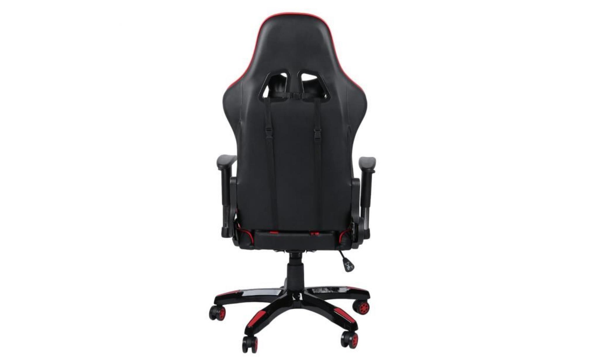 roi du monde   chaise de jeu fauteuil de bureau en cuir pivotant à 360 degrés noir&rouge pas cher