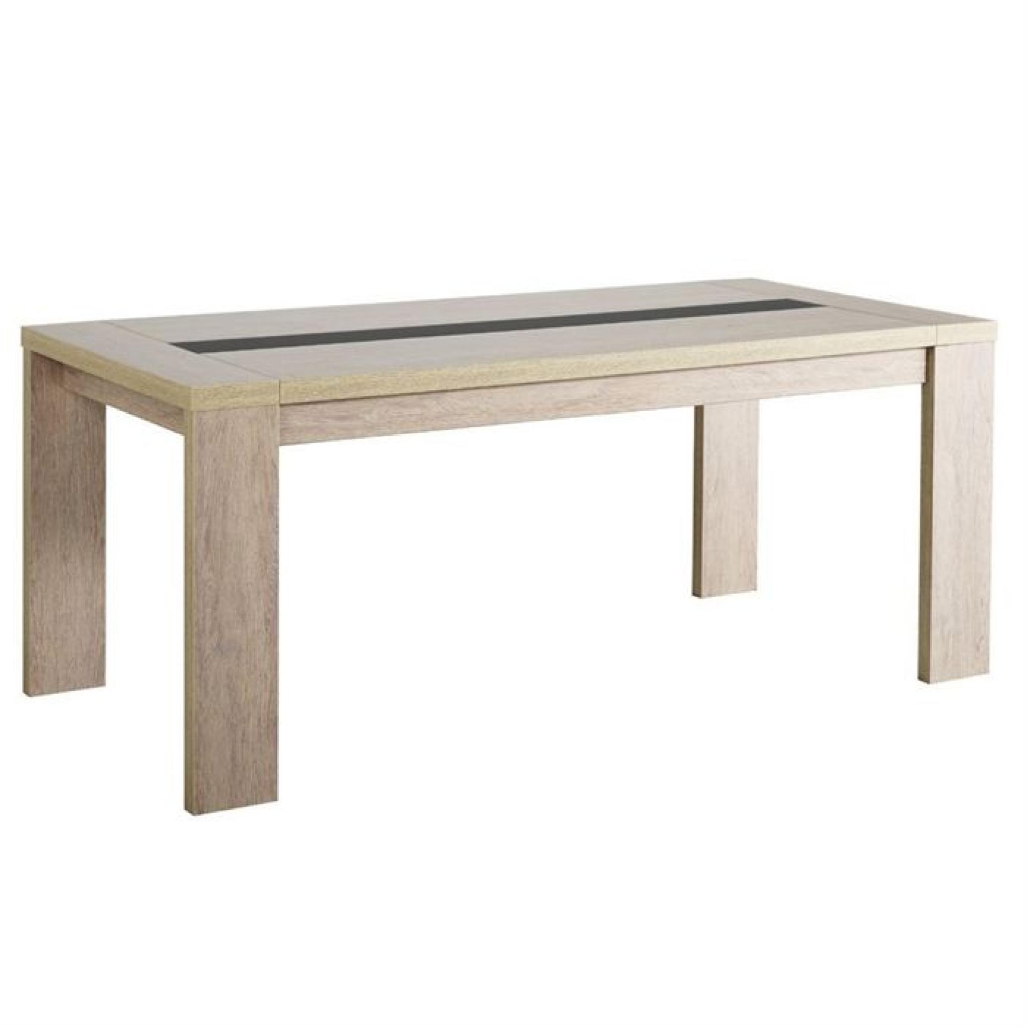 ROMA Table à manger 190cm Coloris chêne cendré et verre mat gris pas cher