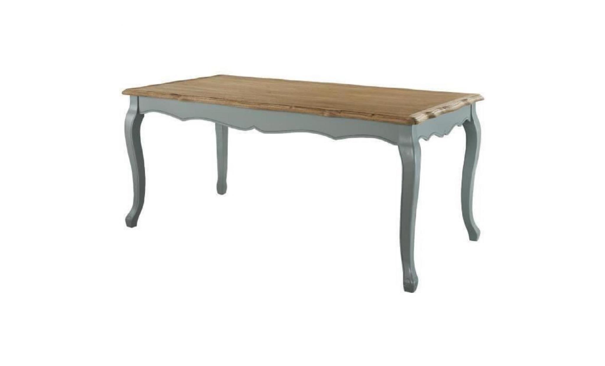 romance table à manger de 6 à 8 personnes classique placage bois paulownia + pieds bois gris   l 180 x l 90 cm