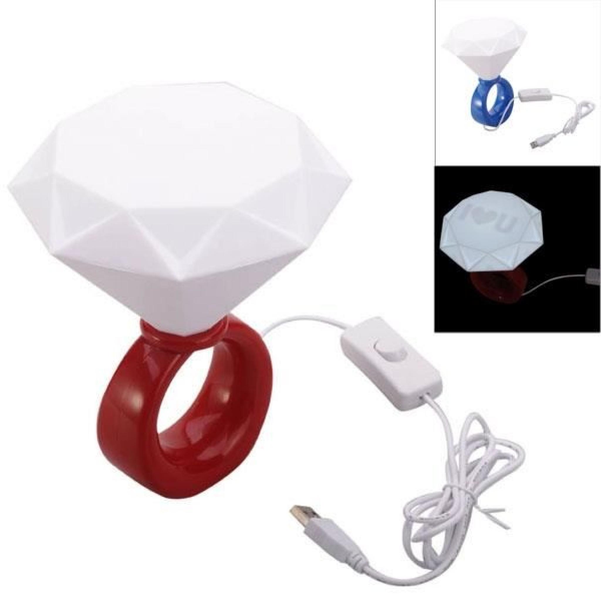 Romantique Diamond Ring style 0.3W blanc chaud Lampe avec une carte de voeux fine Gadgets Cadeau Saint-Valentin - Rouge