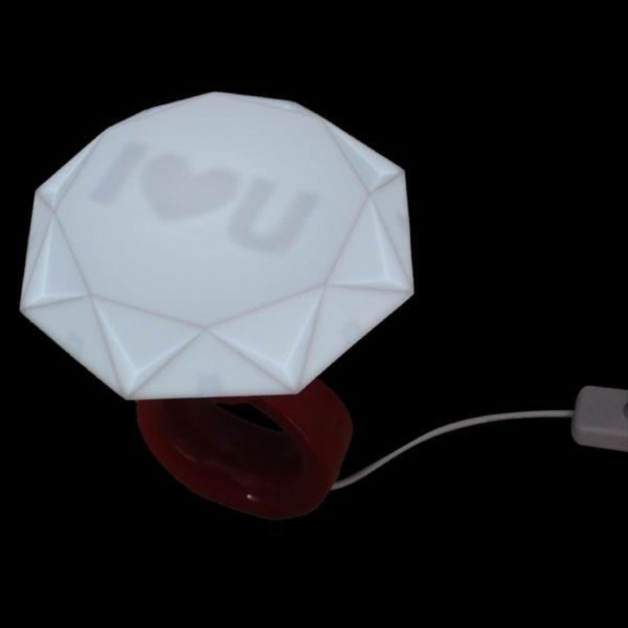 Romantique Diamond Ring style 0.3W blanc chaud Lampe avec une carte de voeux fine Gadgets Cadeau Saint-Valentin - Rouge pas cher