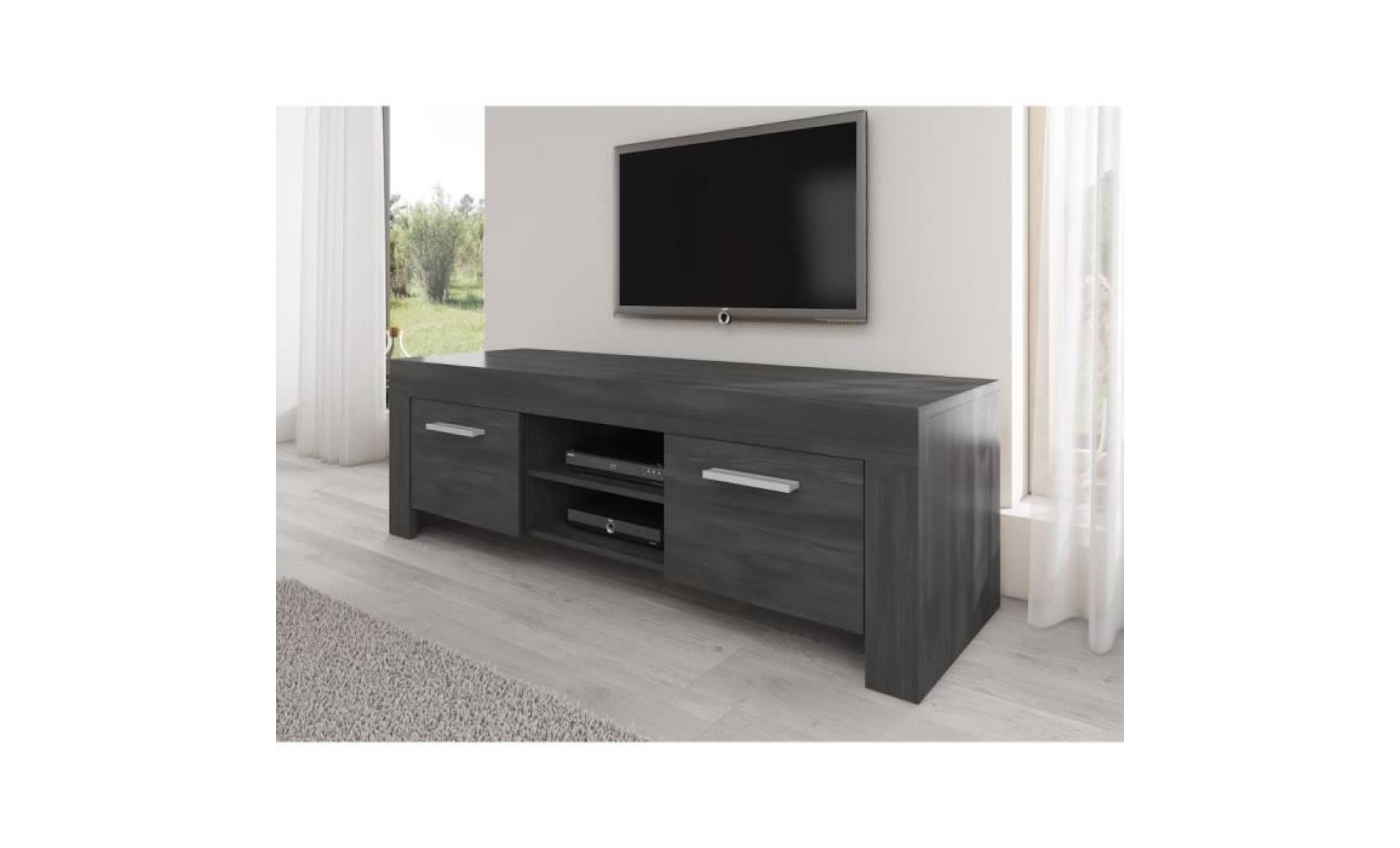 rome meuble tv contemporain décor chêne noir    160 cm