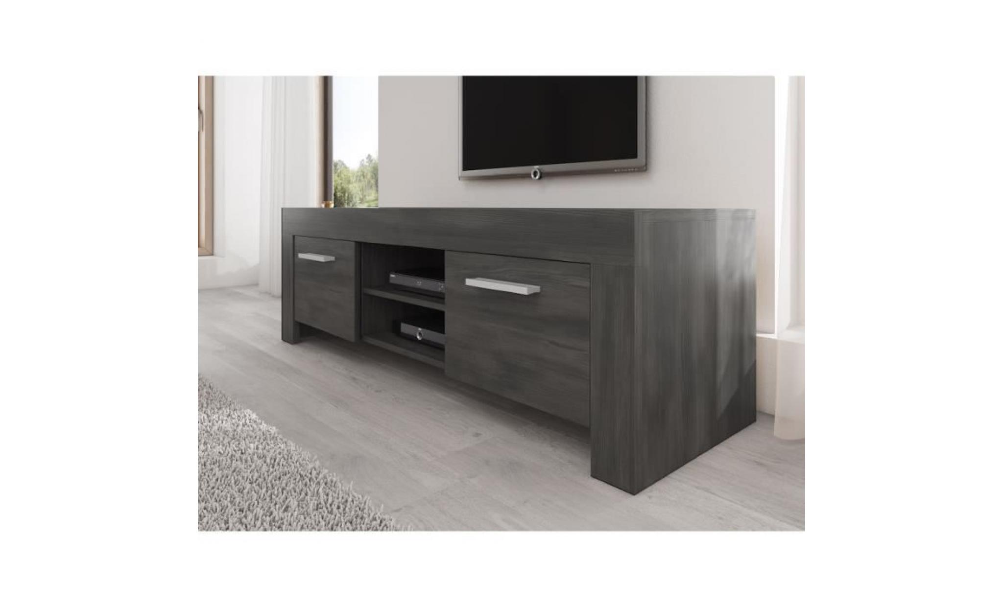 rome meuble tv contemporain décor chêne noir    160 cm pas cher