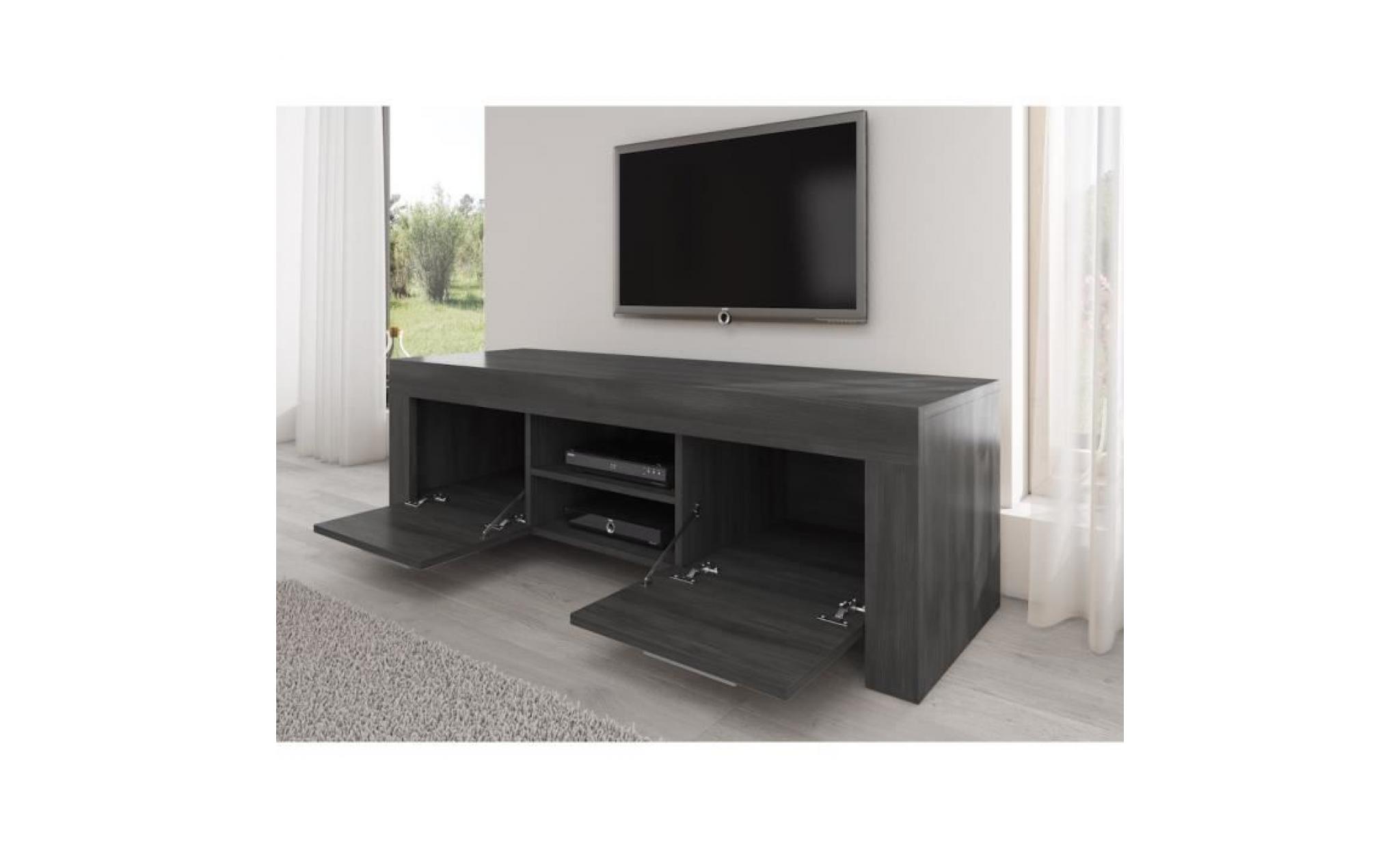 rome meuble tv contemporain décor chêne noir    160 cm pas cher