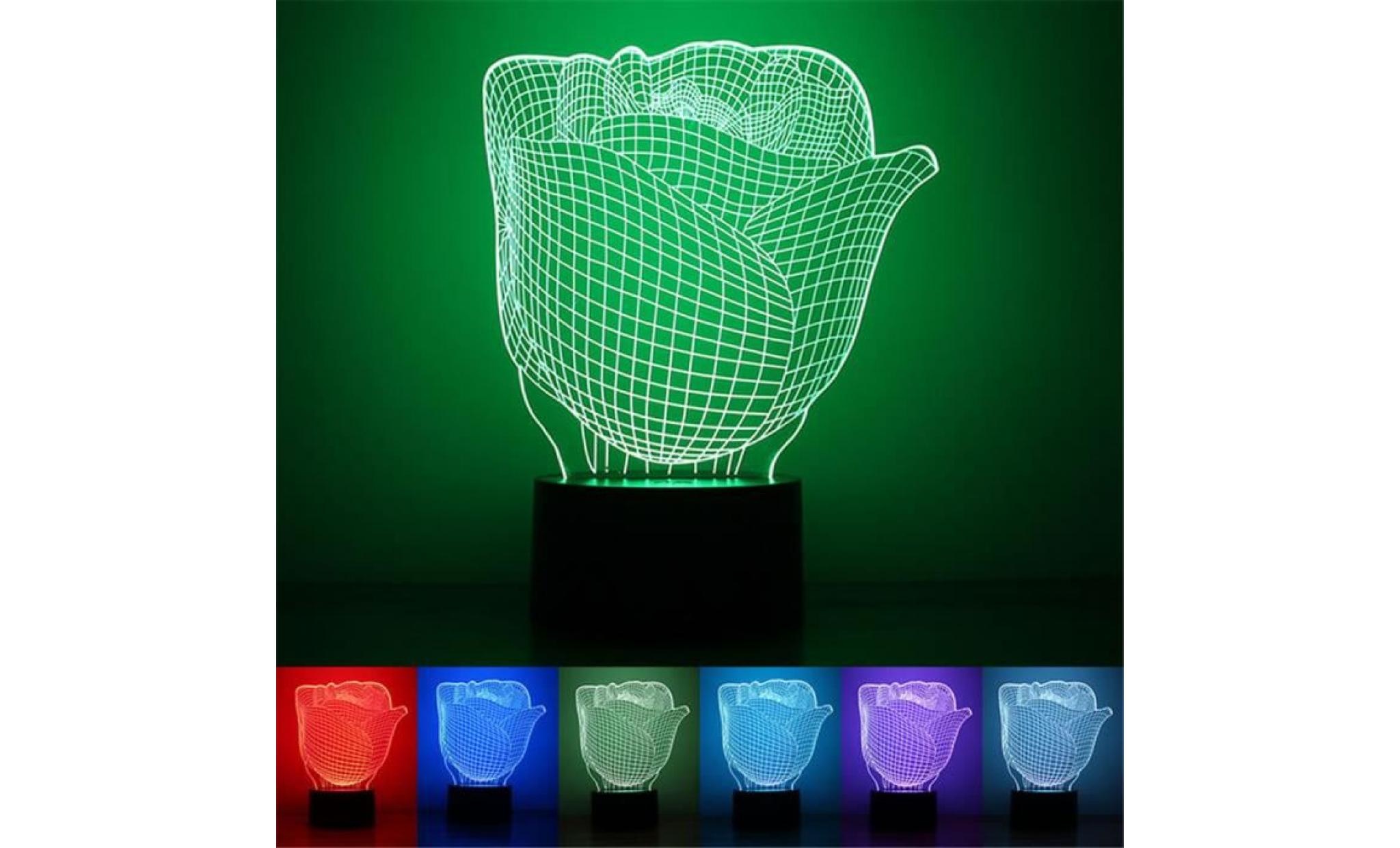 rose 3d led night light lamps  3d optical illusion 7 colors for home qinhig1805
