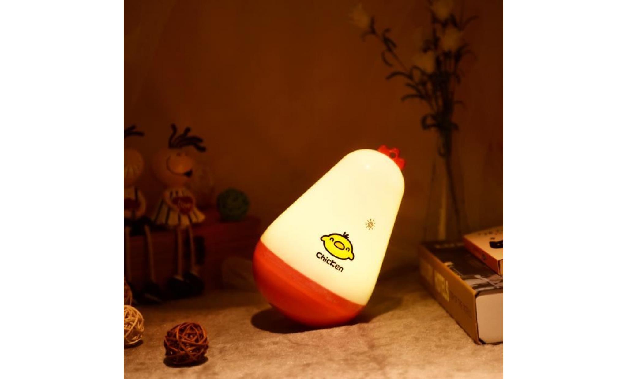 rouge lampe de table de poulet usb rouge lampe cartoon créative lumière de nuit pas cher