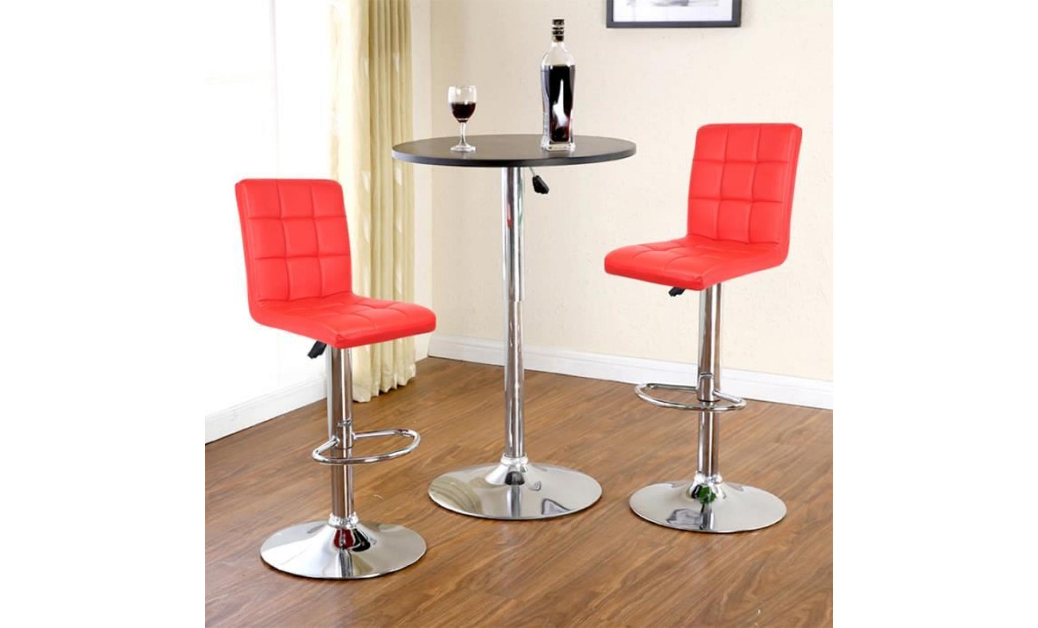 rouge lot de 2 tabourets de bar pu chaise de bar  hauteur réglable   confortable et élégant