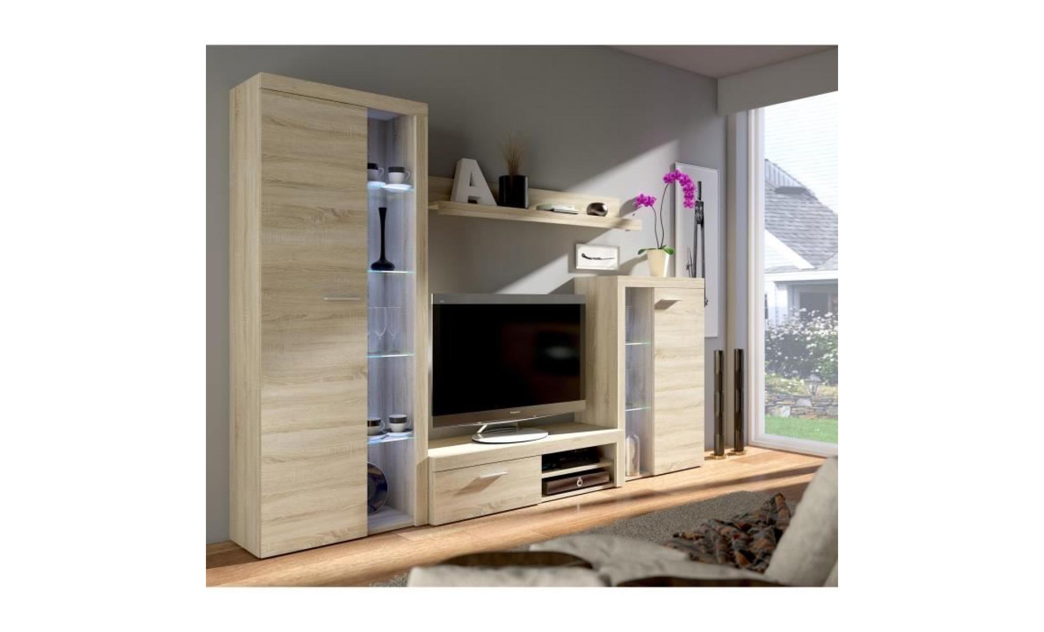 rumba meuble tv contemporain décor chêne sonoma   l 120 cm
