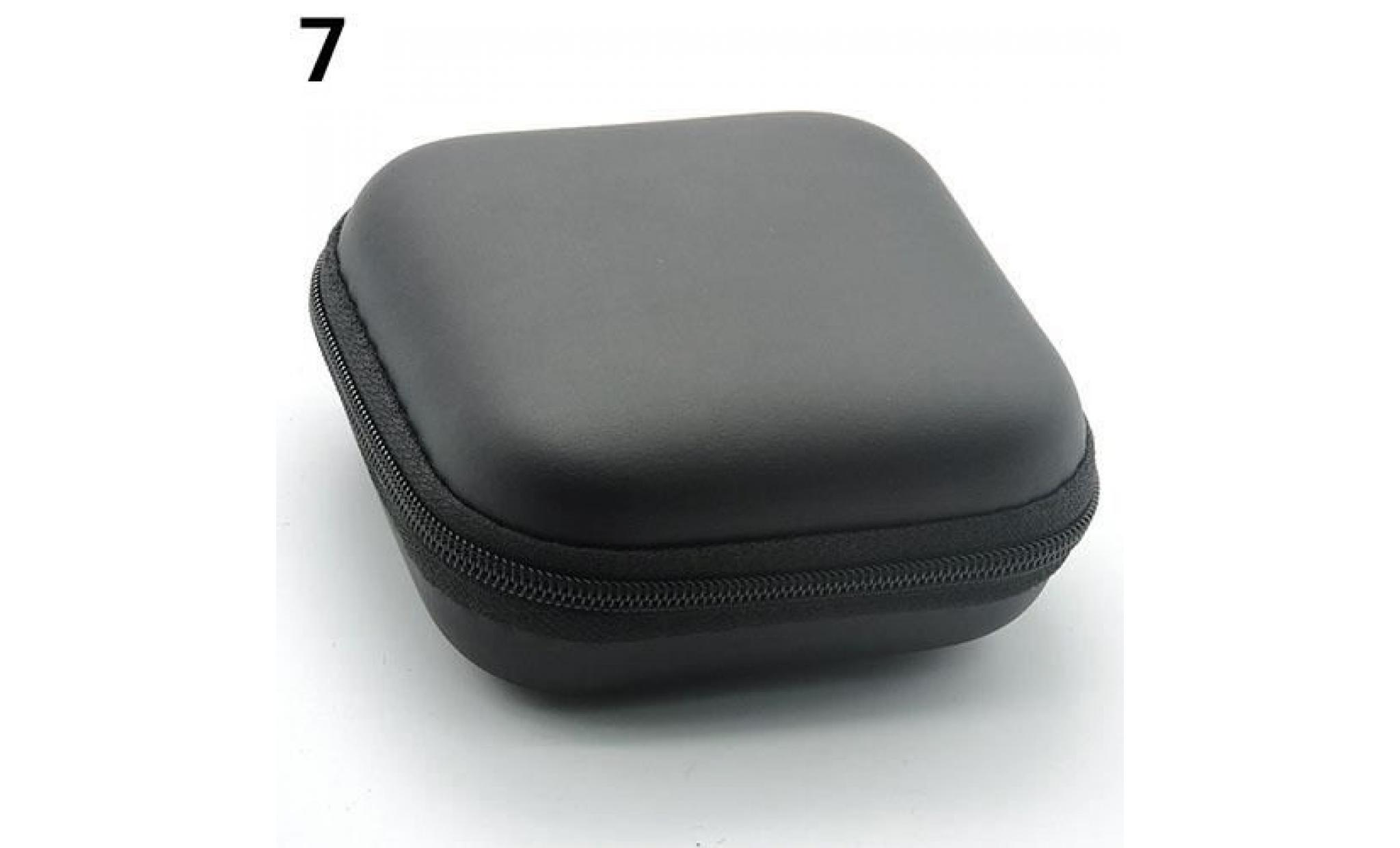 sacoche de rangement avec poche carrée pour casque, écouteurs et écouteurs tf carte sd, noir