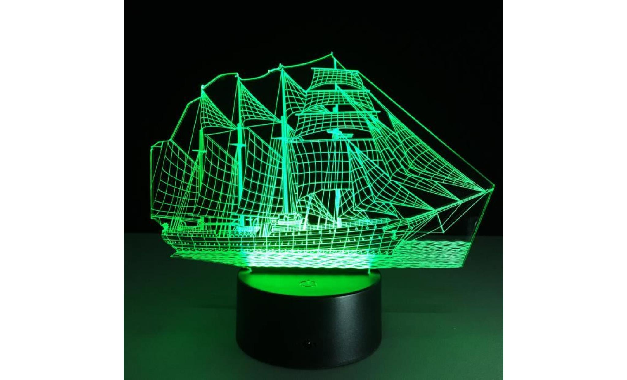 sailboat 3d illusion led night light 7 color touchswitch table desk lamp gift pageare1712 pageare1712